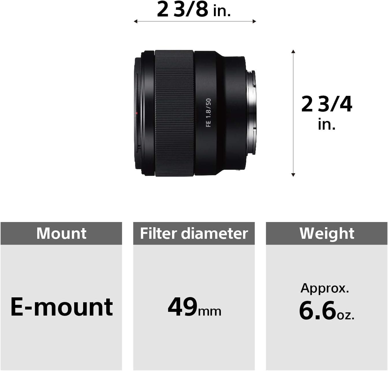 Sony - FE 50mm F1.8 Standard Lens (SEL50F18F/2), Black