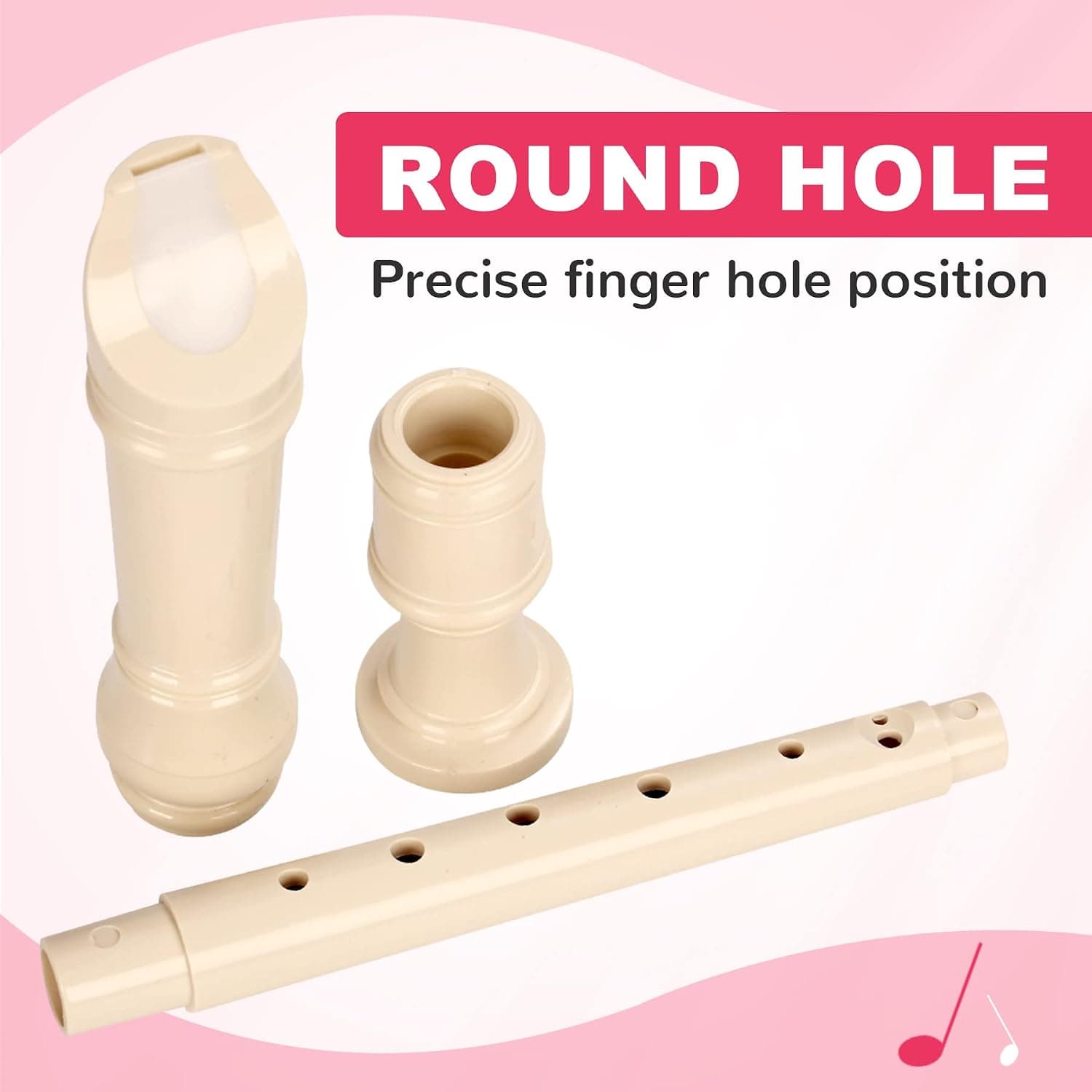 Soprano Recorder Instrument for Kids&Student - German Fingering 8 Hole Flute ABS Descant Recorders for Beginners with Cleaning Rod and Bag, Beige