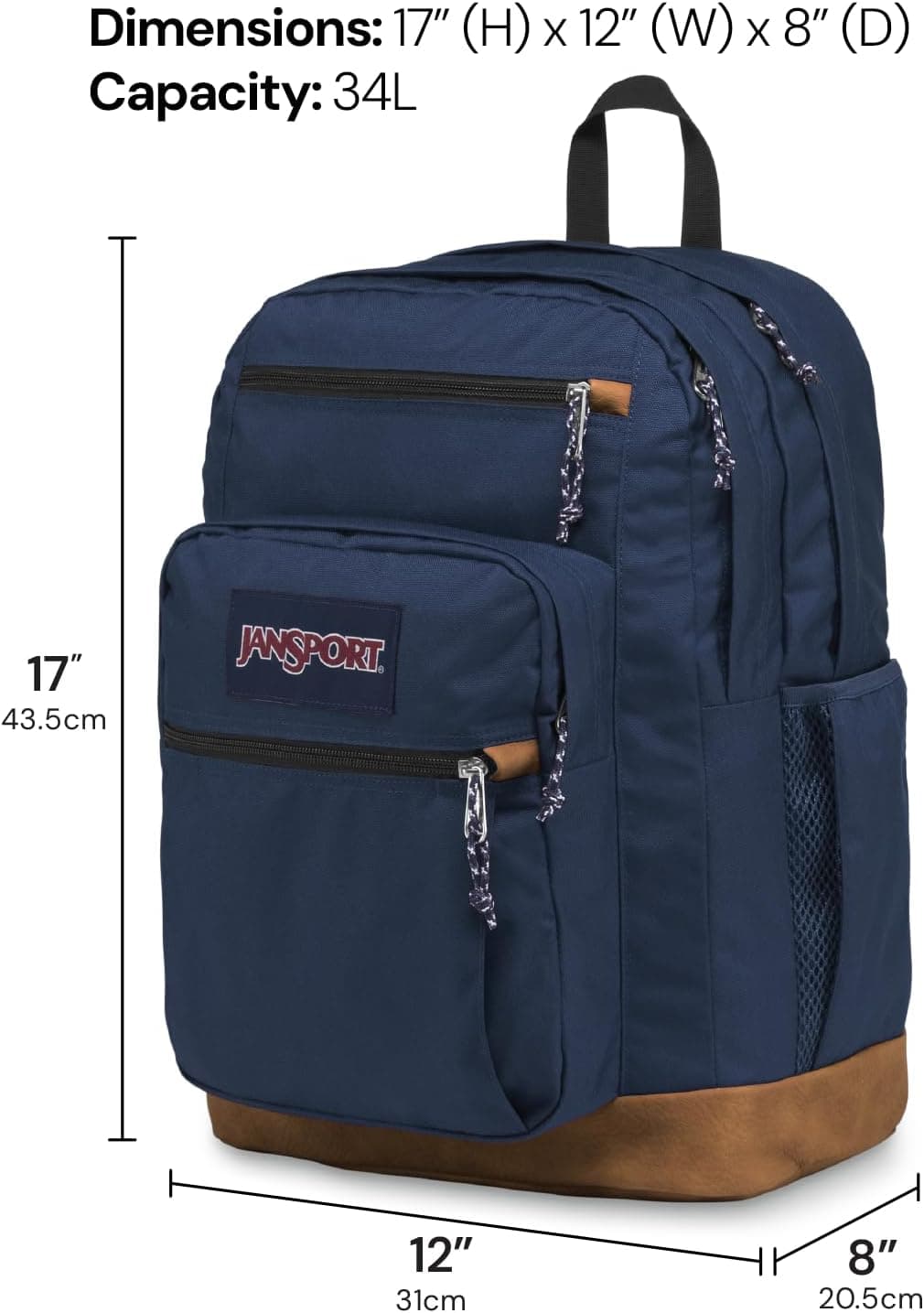 JanSport Cool Backpack, with 15-inch Laptop Sleeve - Large Computer Bag Rucksack with 2 Compartments, Ergonomic Straps, Black | Ergonomic Straps, Waterbottle Pocket, Campus Weekender Travel Rucksack