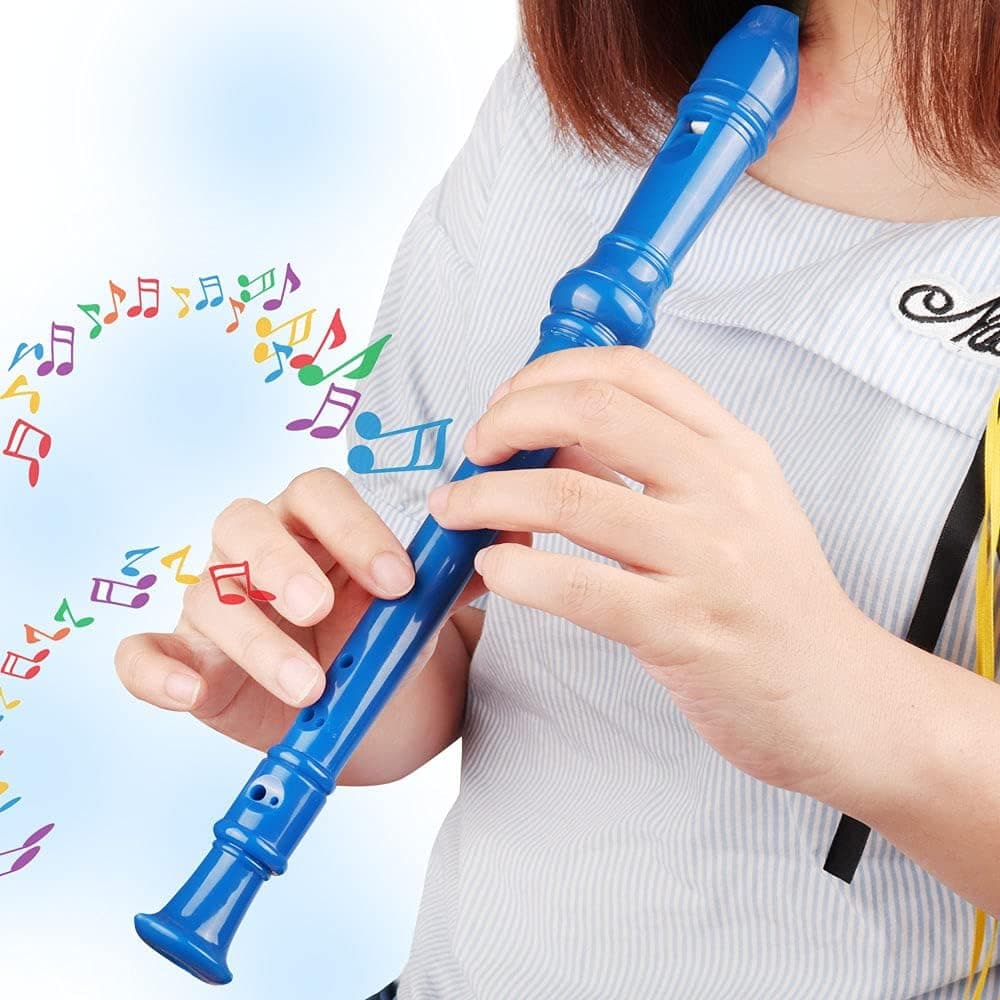 Mr.Power Soprano Recorder German Style C Key 8 Holes Easy Instrument for Beginners School Student Home Entertainment (Blue)