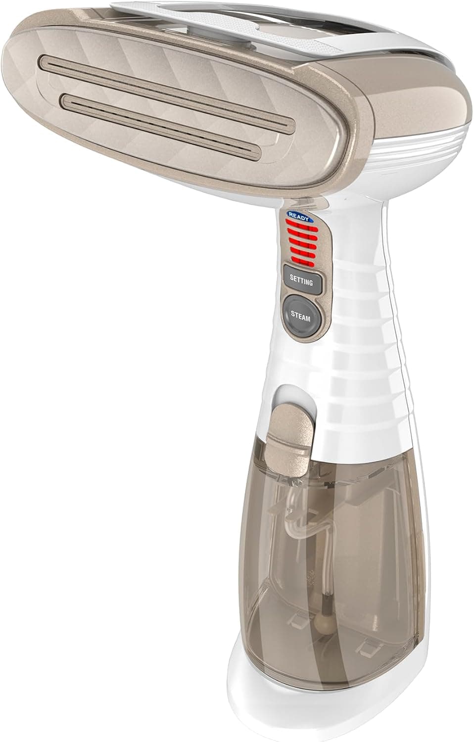 Conair Handheld Garment Steamer for Clothes, Turbo ExtremeSteam 1875W Fabric Steamer, Portable Handheld Design, Strong Penetrating Steam, White/Champagne