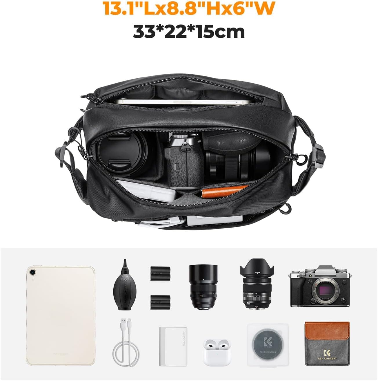 K&F CONCEPT Camera Sling Bag, Everyday Shoulder Crossbody Bag | Multifunction Photography Portable Bag, DSLR/SLR/Mirrorless Camera Case, Compatible for Canon/Nikon/Sony, BS01