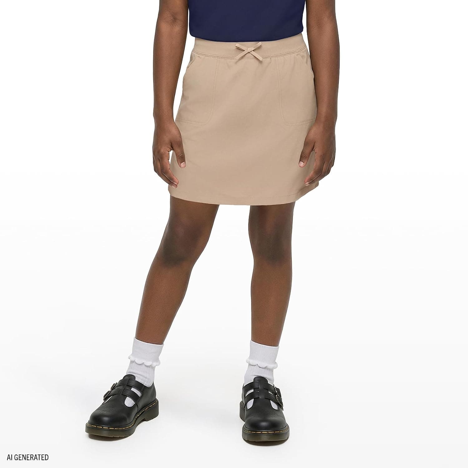 Izod Girls' School Uniform Pull-on Scooter Skirt with Undershorts, Knit Waistband & Functional Pockets, Wrinkle Resistant