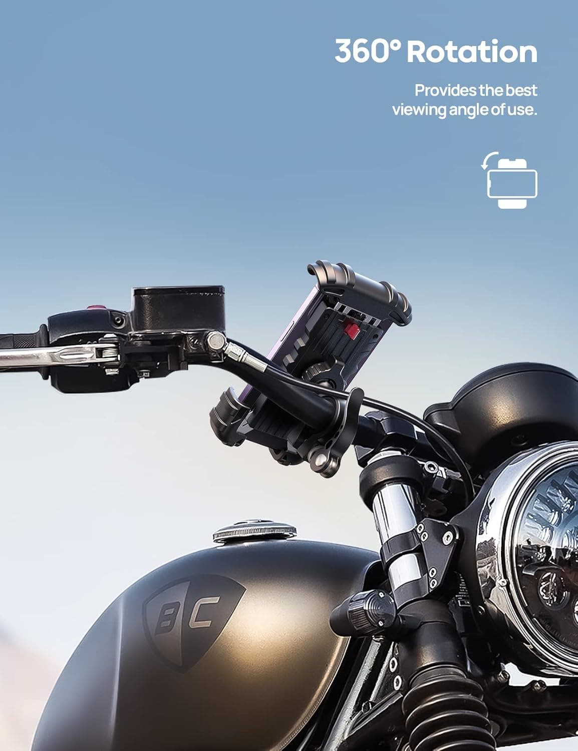 Lamicall Bike Phone Holder Motorcycle Mount - One-Hand Operation, Lockable | 360° Rotation Handlebar Clamp for 4.7-6.8" iPhone 17 Pro Max Air, Rubber Protect, Road Mountain Bike E-Bike Scooter Holder