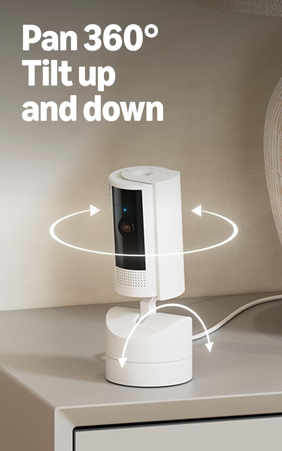Ring Pan-Tilt Indoor Cam (newest model), See all around your home or business with 360° pan coverage, HD video, plus Two-Way Talk, White