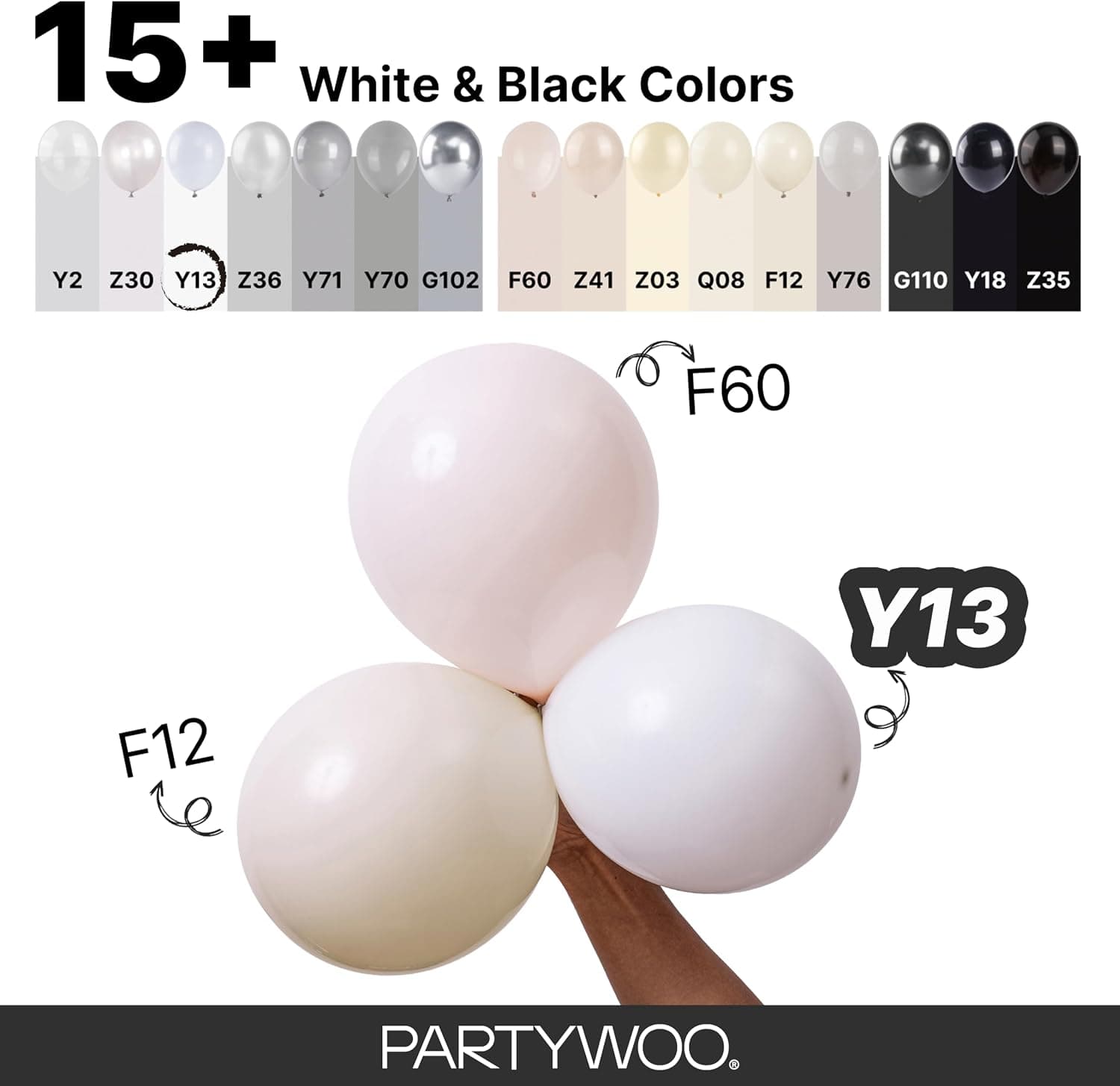 PartyWoo White Balloons 140pcs Different Sizes of 18 12 10 5 Inch | 18 12 10 5 Inch for Wedding Bridal Graduation Baby Shower Birthday Bridal Shower Gender Reveal Party Decorations White-Y13