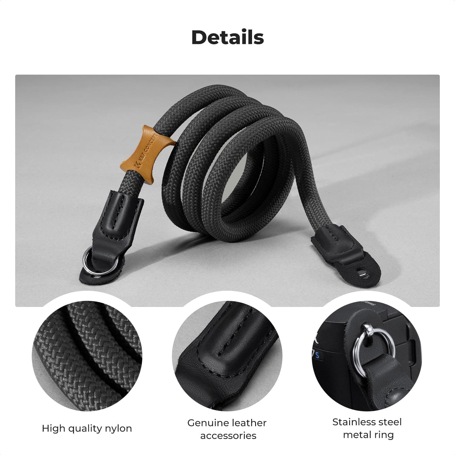 K&F CONCEPT Camera Neck Strap,100cm Camera Shoulder Strap | Nylon Rope, with O-ring for DSLR Camera, for Street Photography, BJ01