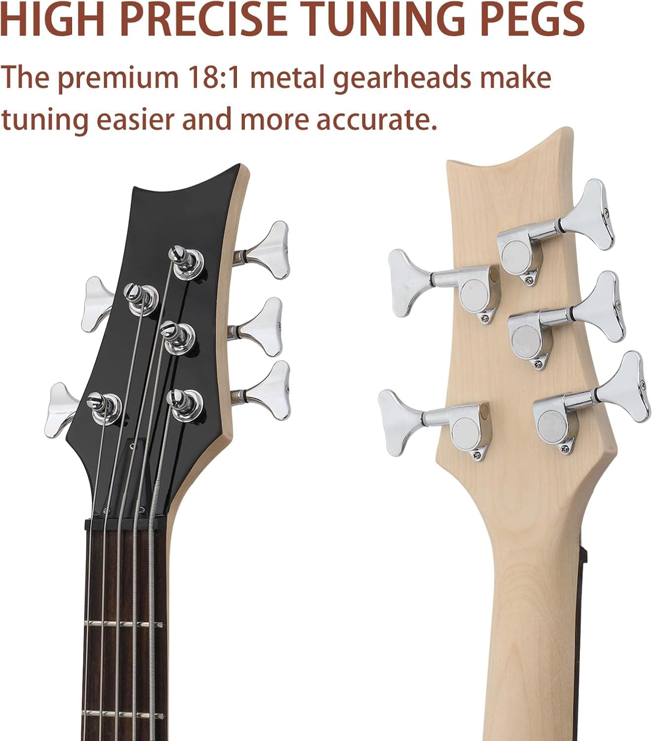 Ktaxon 5 String Electric Bass Guitar | Full Size 5 String Bass Guitar Kit | Standard Right Handed Bass Guitar Kit with Portable Gig Bag, Adjustable Strap, Cable, Pick & Wrench(Upgraded Natural)