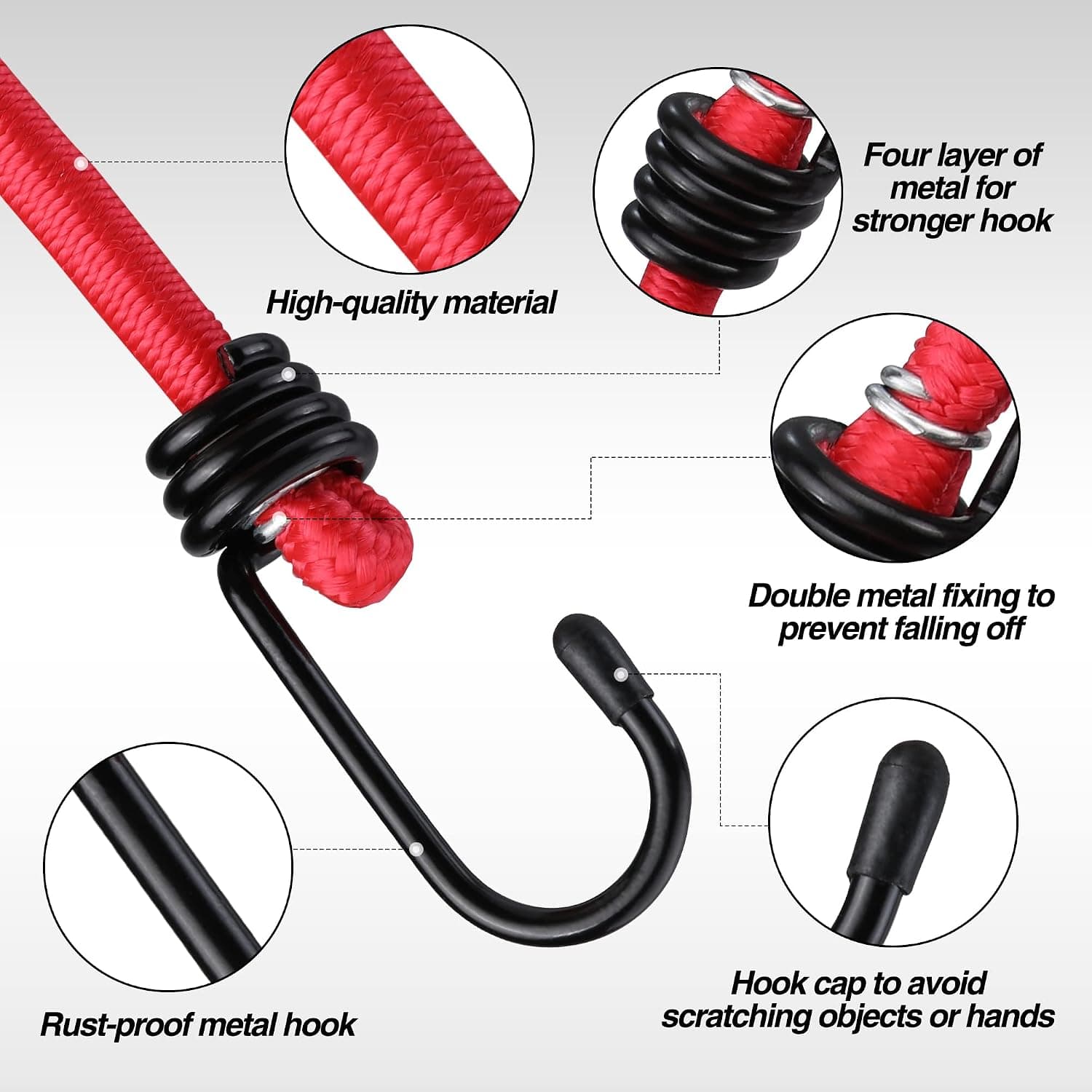WORKPRO Bungee Cords with Hooks, Heavy Duty Outdoor Bungee Strap, 22-Piece | in a Storage Jar, 10", 18", 24", 30", 36", 48" Bungie Cord Bundle Assortment with Metal Hook, for Luggage, Cargo, Multi-Color