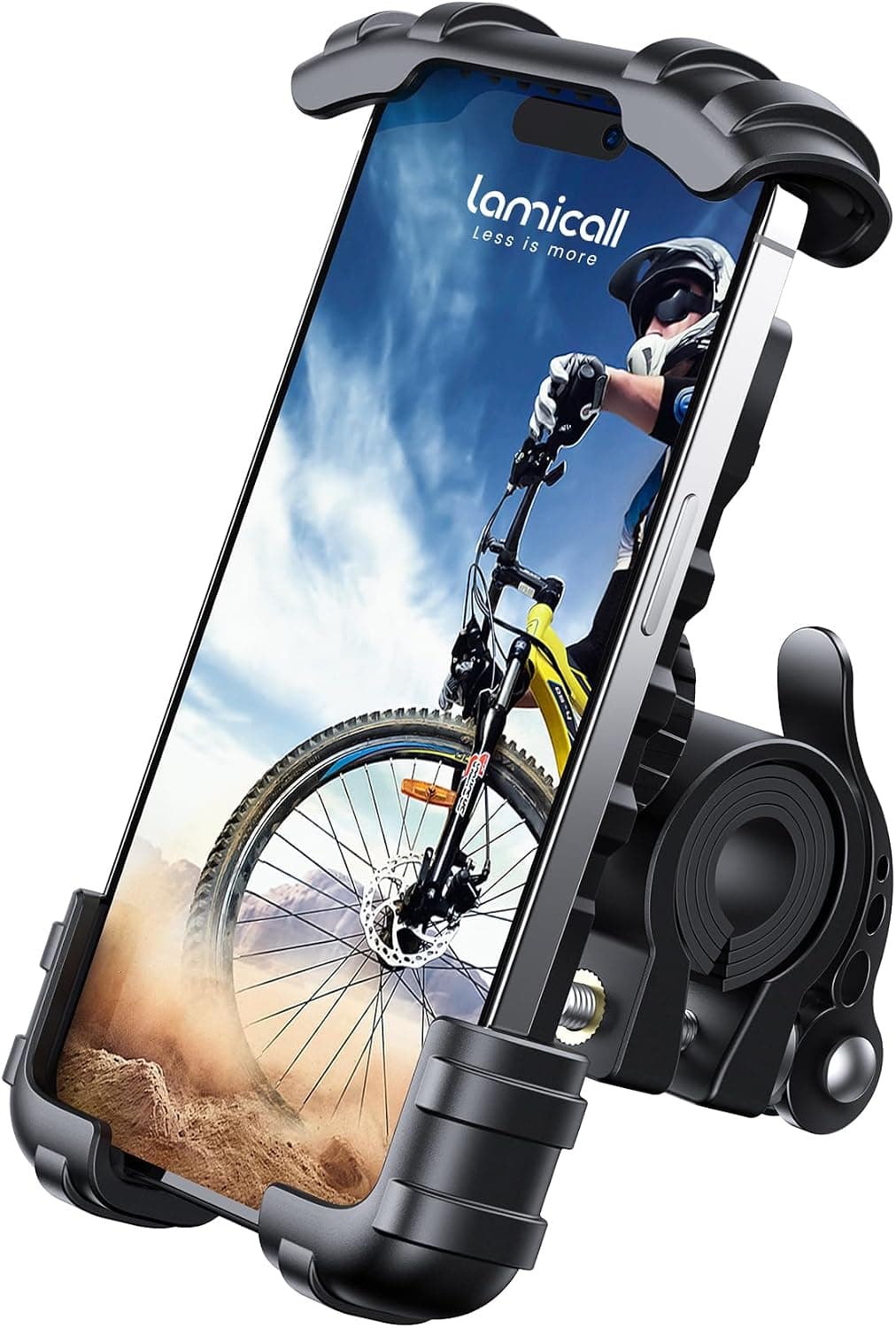 Lamicall Bike Phone Holder Motorcycle Mount - One-Hand Operation, Lockable | 360° Rotation Handlebar Clamp for 4.7-6.8" iPhone 17 Pro Max Air, Rubber Protect, Road Mountain Bike E-Bike Scooter Holder