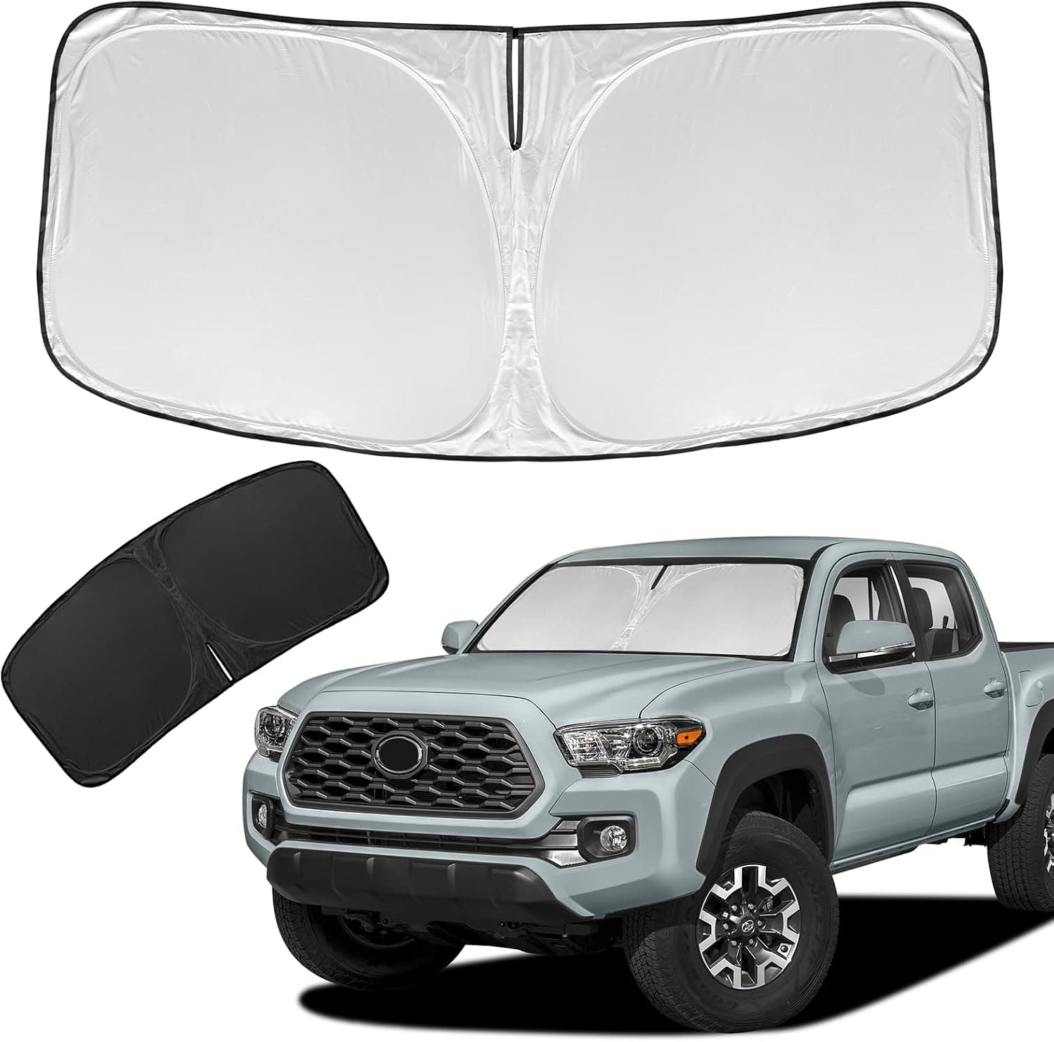 for Toyota Tacoma 2016-2024 2025 2026 Sun Shade Sunshade Windshield Cover | 4 Layers Front Window Shade Custom Fit Tacoma 2Dr 4Dr Pickup Sun Visor 240T Shade Blocks UV Rays Car Accessories