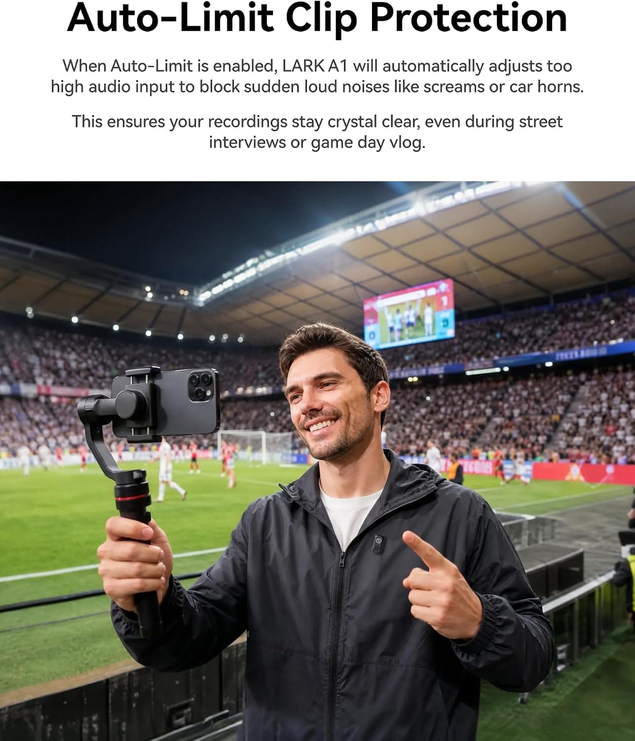 Hollyland Lark A1 Wireless Microphone for iPhone & Android, 48kHz/24-bit Studio Audio, 3-Level Noise Cancellation, 200m Range, Magnetic Mini Mic for Video Recording & Live Streaming (2TX + USB-C RX)