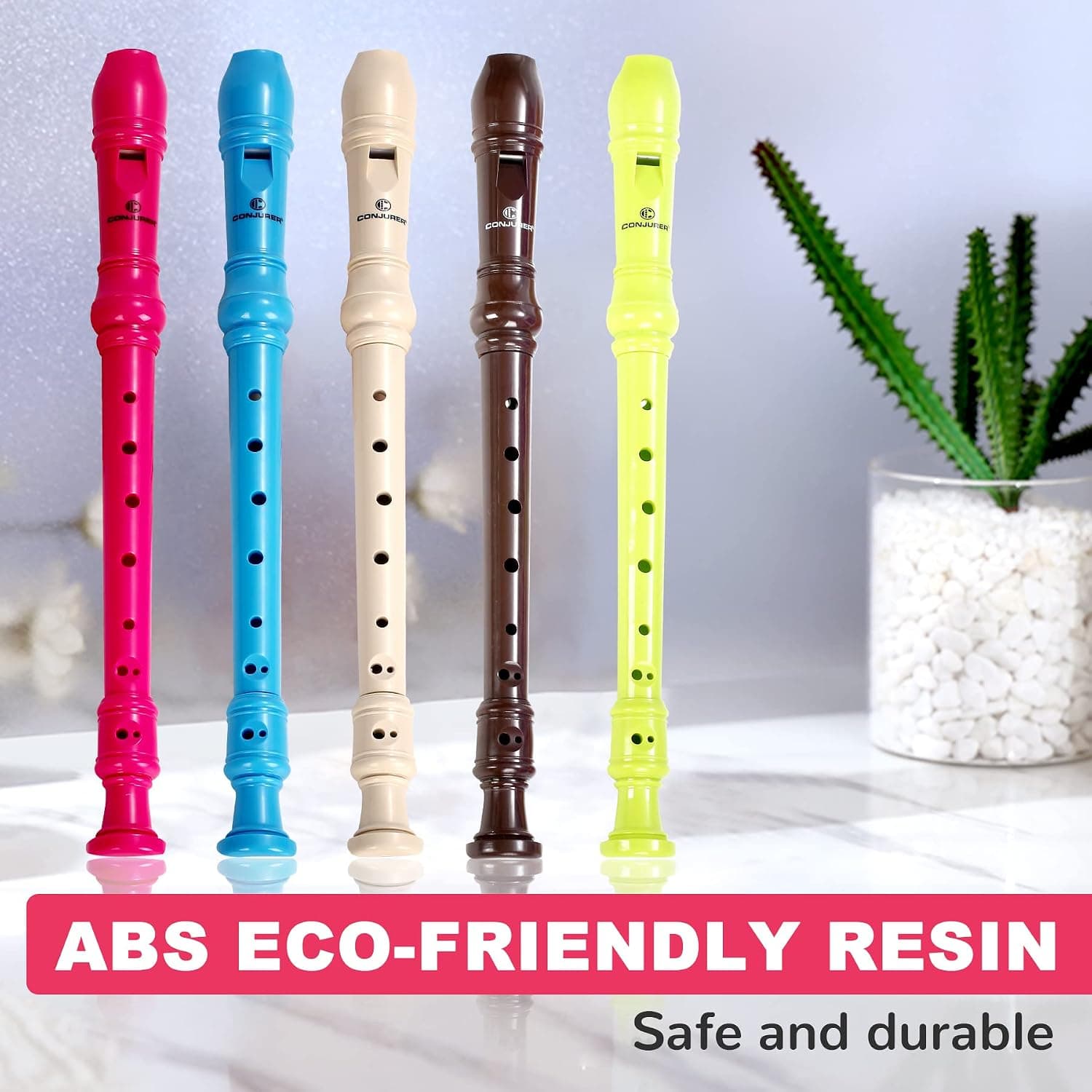 Soprano Recorder Instrument for Kids&Student - German Fingering 8 Hole Flute ABS Descant Recorders for Beginners with Cleaning Rod and Bag, Beige