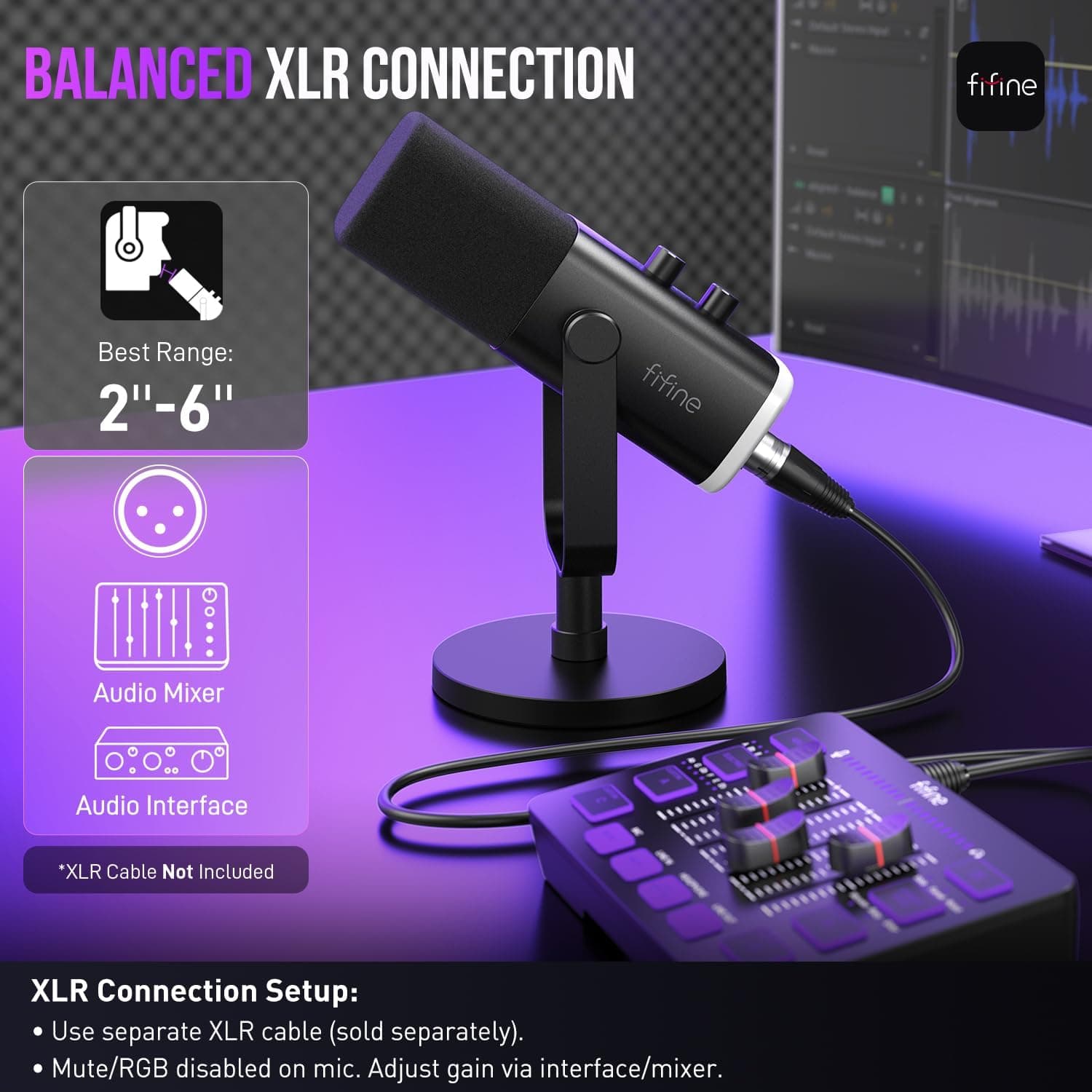 FIFINE AmpliGame AM8 USB/XLR Dynamic Microphone for Gaming Streaming | Podcast Mic with RGB Light, Mute Button, Headphones Jack, Desktop Stand, for Vocal Recording Singing YouTube