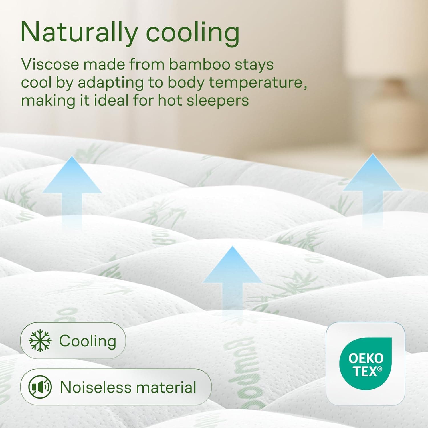 Niagara Sleep Solution Ultra Soft & Cooling Mattress Topper - Queen Size | Rayon Derived from Bamboo, Pillow Top Mattress Pad, 20" Deep Pocket, Back Pain Relief, Perfect for Hot Sleepers, Green