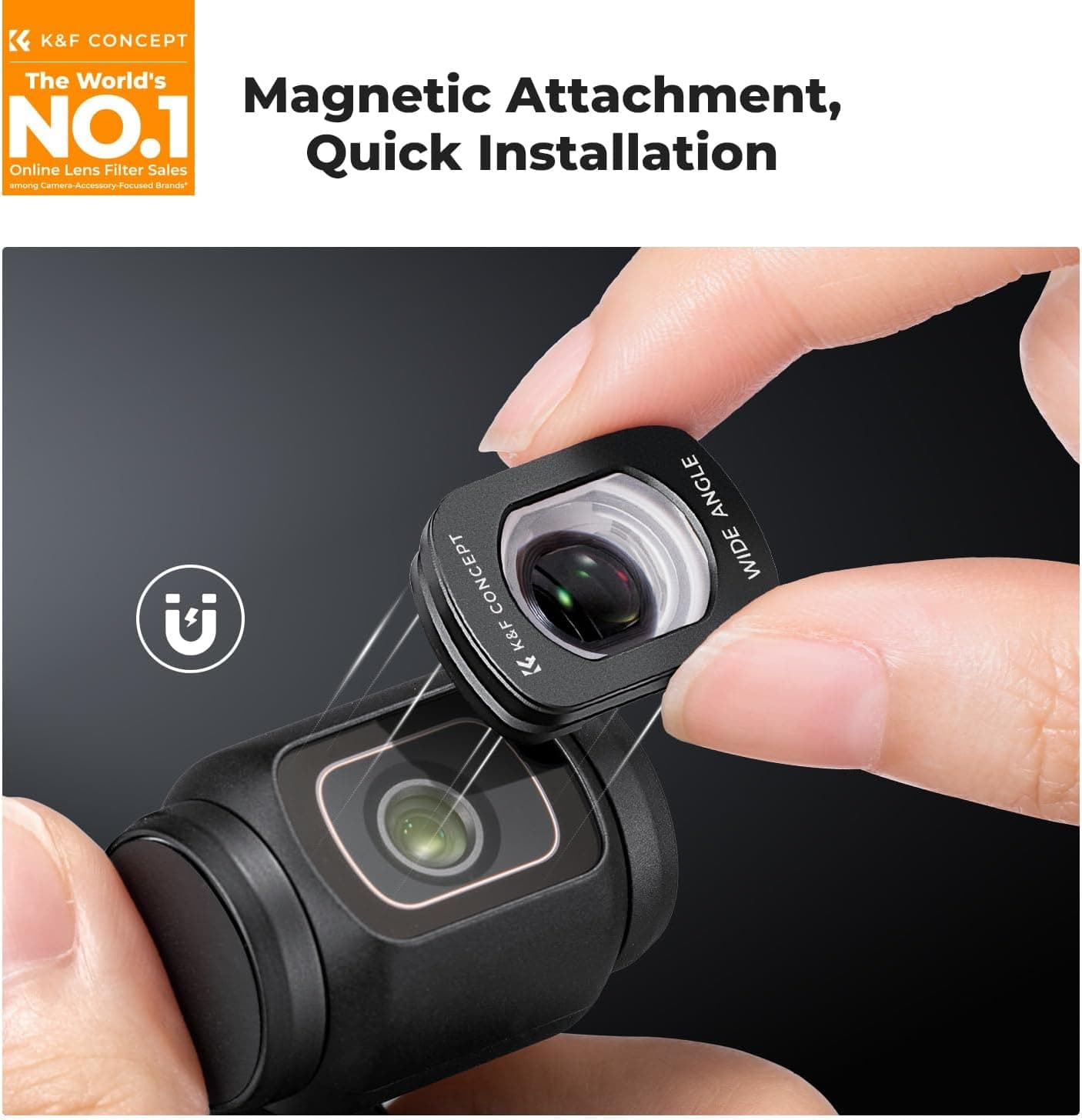 K&F CONCEPT Magnetic Wide-Angle Lens | Compatible with DJI Osmo Pocket 4 & Pocket 3, Xtra Muse, Multi-coated, Optical Glass, FD161