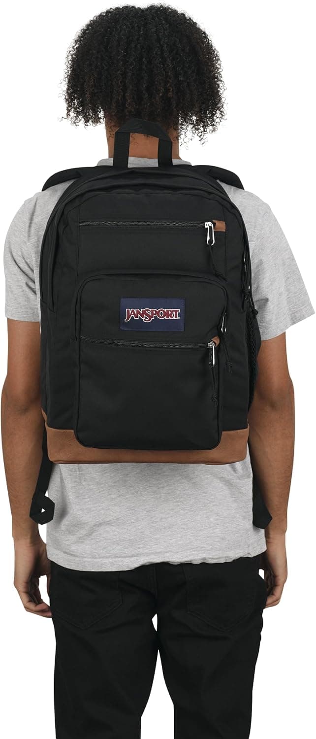 JanSport Cool Backpack, with 15-inch Laptop Sleeve - Large Computer Bag Rucksack with 2 Compartments, Ergonomic Straps, Black | Ergonomic Straps, Waterbottle Pocket, Campus Weekender Travel Rucksack
