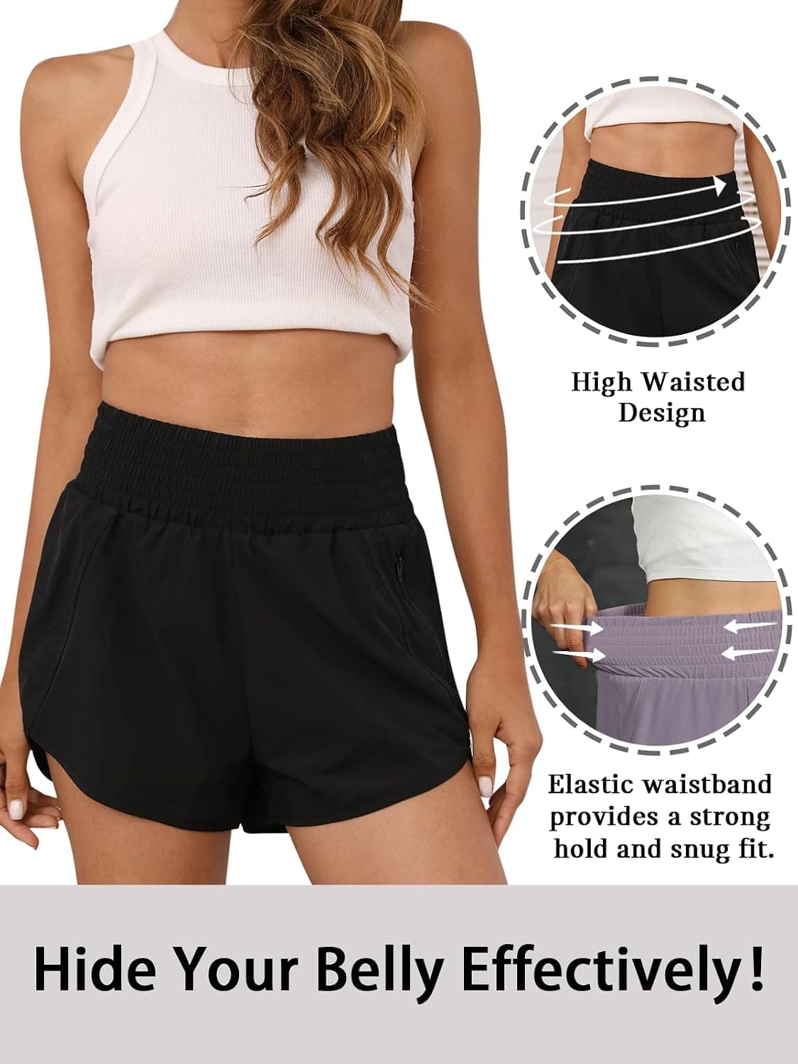 BMJL 2.5" Athletic Shorts for Women Comfy High Waisted Short with Pocket