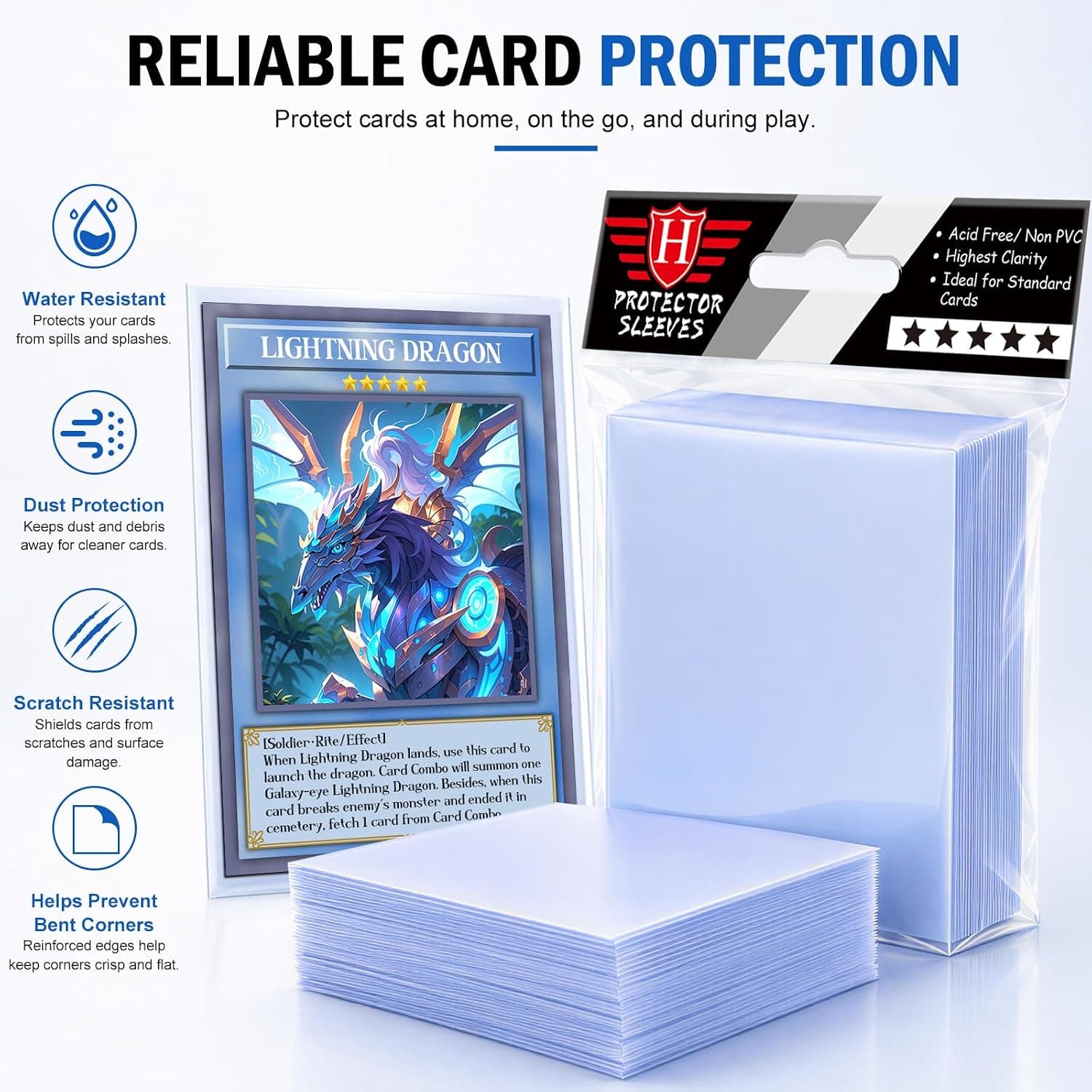 500 Counts Card Sleeves for Trading Cards, Soft Penny Card Sleeves Clear Plastic Card Protectors Fit for Baseball Card, Sports Cards, MTG Game Card Standard Cards