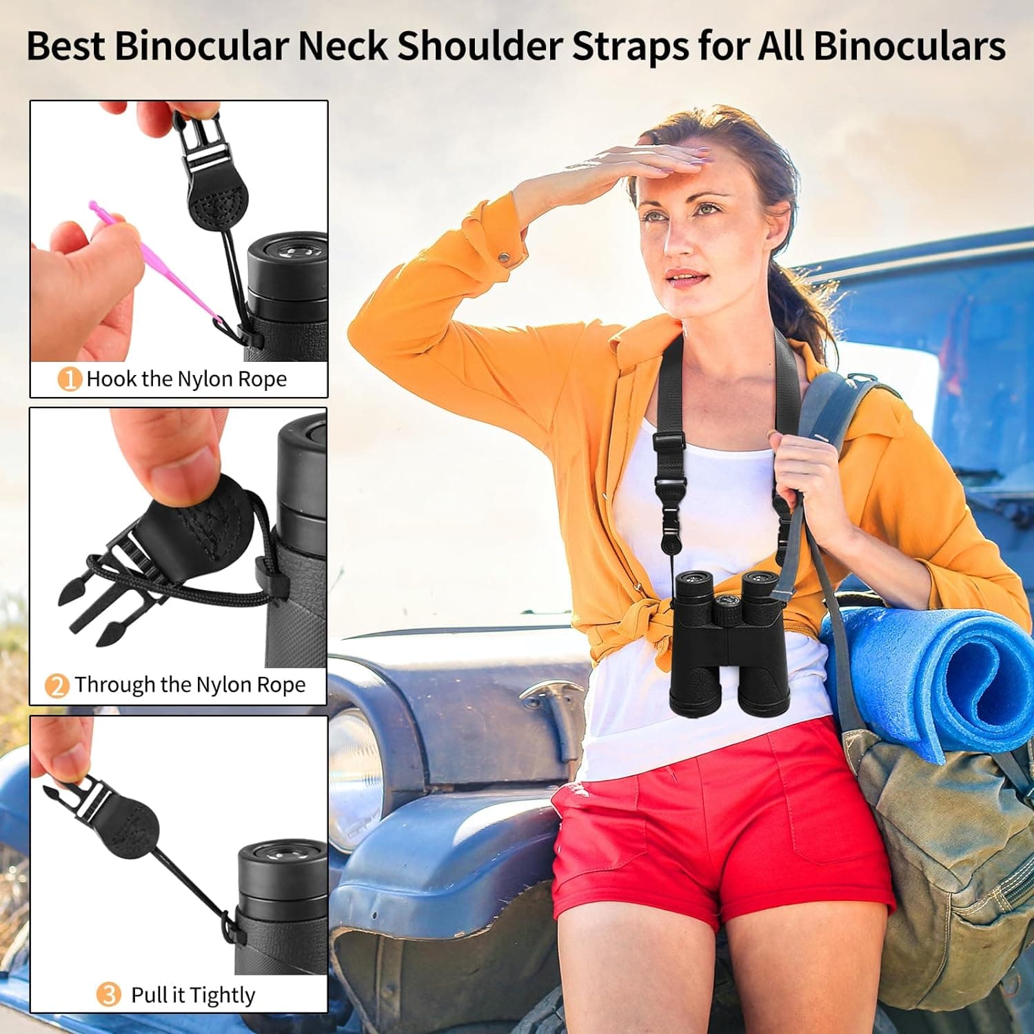 FIEIL Adjustable Shoulder Strap, Nylon Camera Strap, Comfortable Neck Strap for iPad, Cellphone Tablet, Camera, Laptop, Binocular, Luggage Bag (Black Universal Lanyard)