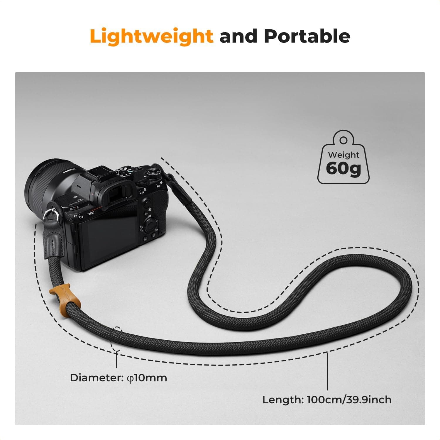 K&F CONCEPT Camera Neck Strap,100cm Camera Shoulder Strap | Nylon Rope, with O-ring for DSLR Camera, for Street Photography, BJ01
