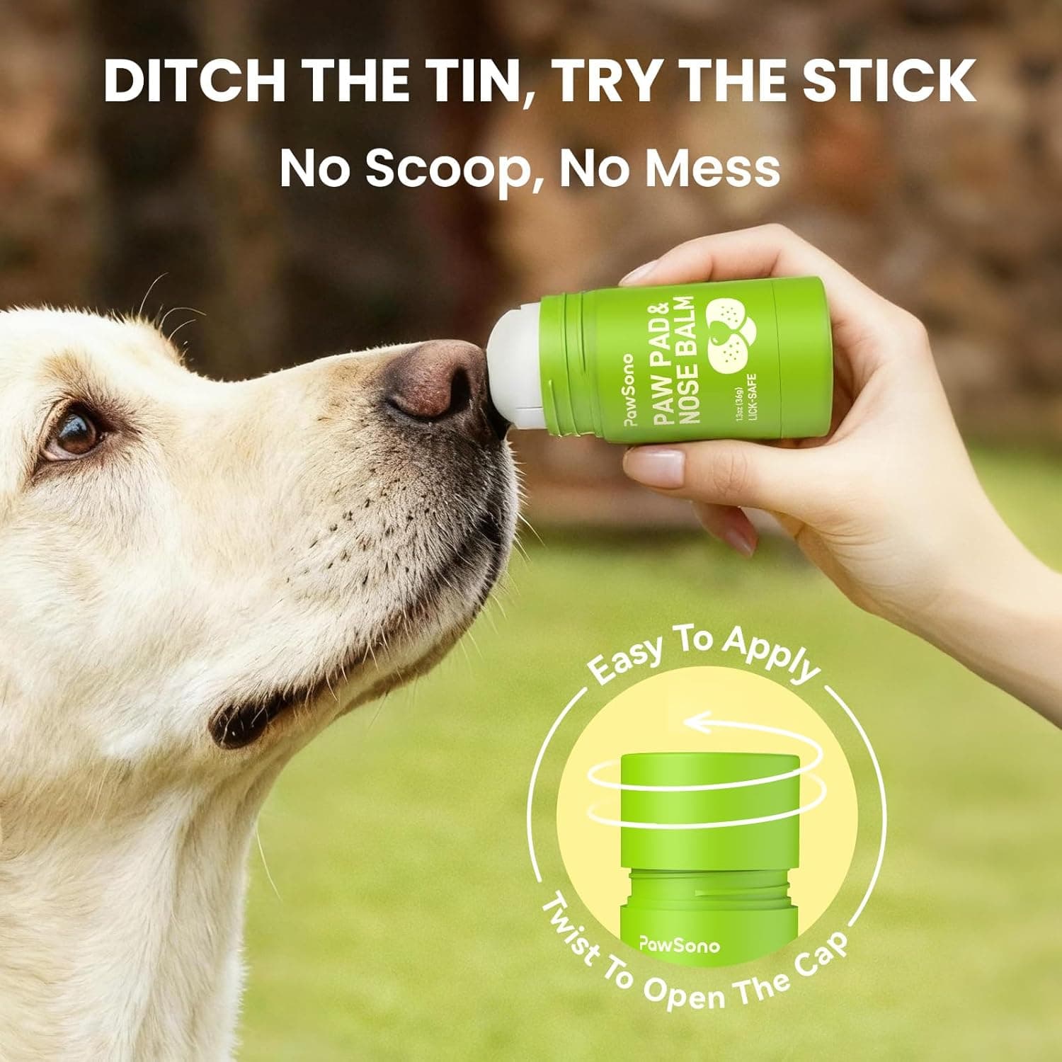 Lick-Safe Dog Paw & Nose Balm with Coconut Oil | All-Natural Moisturizer & Soother for Dry, Cracked Pads & Snout, Heat & Cold Pavement Protection, Horse Hoof Care
