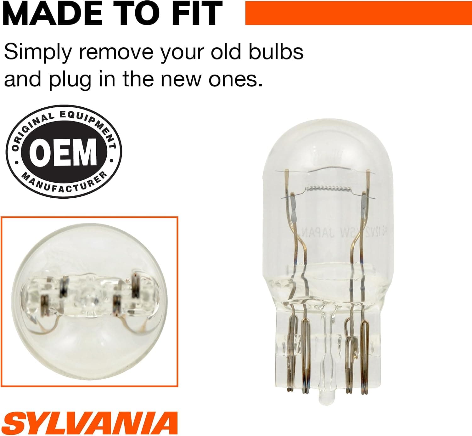SYLVANIA - 7443 Long Life Miniature - Bulb, Ideal for Daytime Running Lights (DRL) and Back-Up/Reverse Lights (Contains 2 Bulbs)