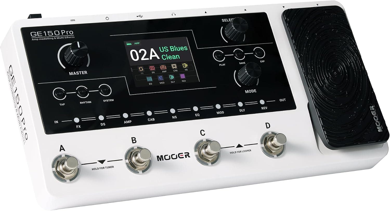 MOOER GE150 Pro Guitar Multi Effects Processor, 200 Presets & 170 Effects, NAM & MNRS Support, 55 Amp Models, 26 Cab Sims, 20 IR Slots, USB OTG Recording, 4-Footswitch, Looper & Expression Pedal