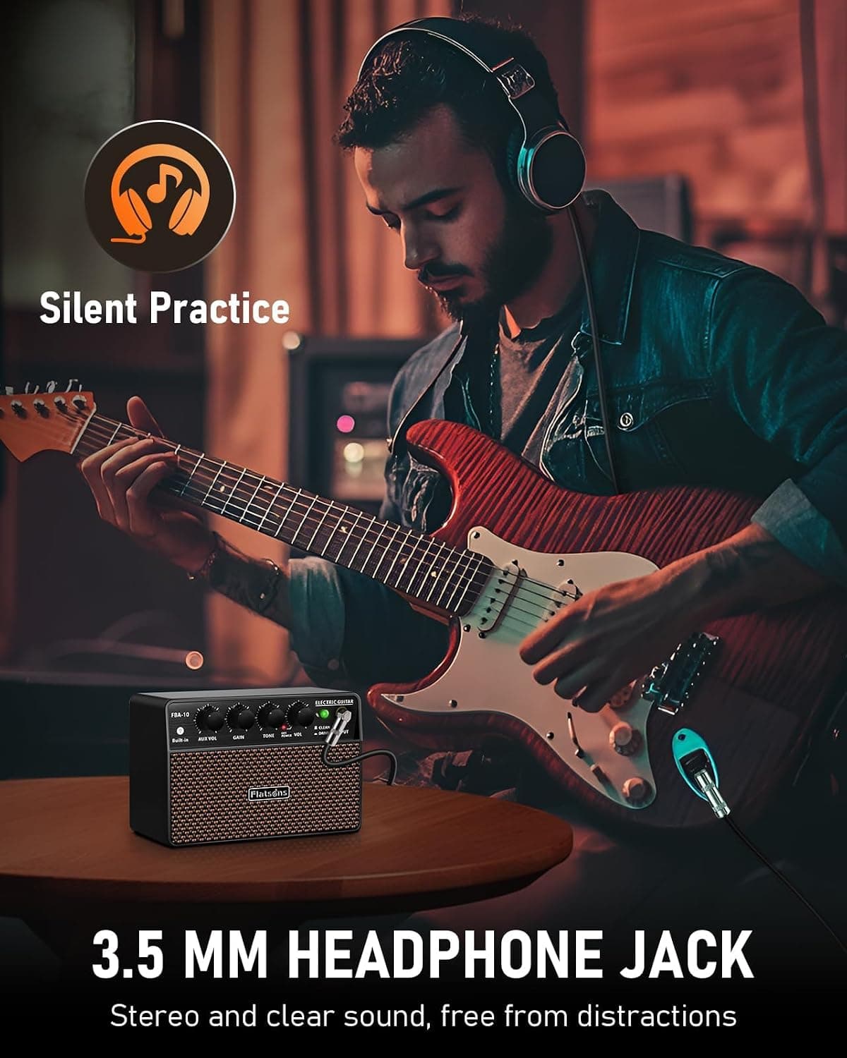 10W Mini Guitar Amp,Rechargeable Electric Guitar Amplifier | with Clean/Drive Channel,6H Working,3.5mm headphone jack for silent practice,Wireless Portable Amp for Practice & Traveling