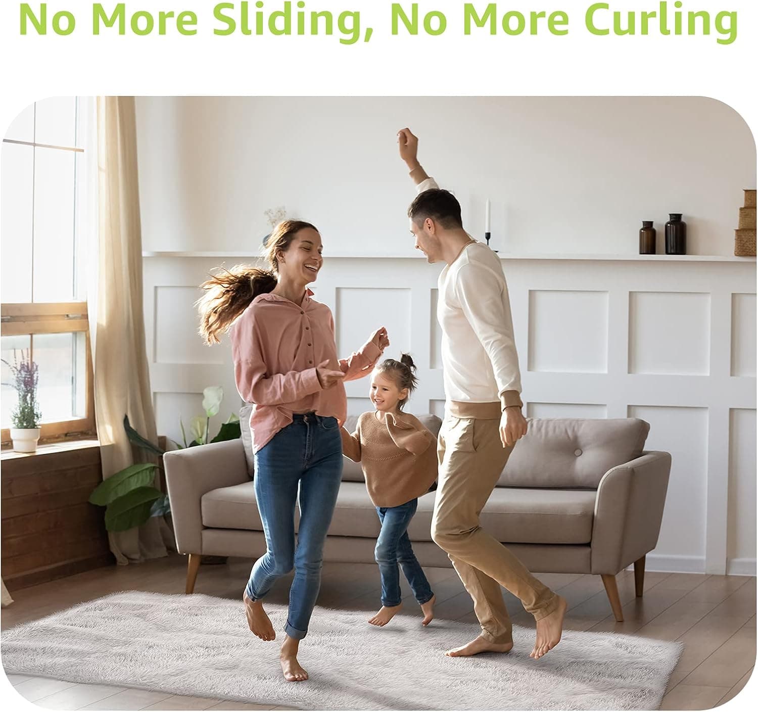 Rabenda Rug Tape Gripper for Hardwood Floors No Damage, 12 Pcs Carpet Tape | Double Sided Rug Stickers for Wood Floor, Non Slip Rug Pads for Area Rugs, Reusable, Keeps Corners Flat, Washable, Black