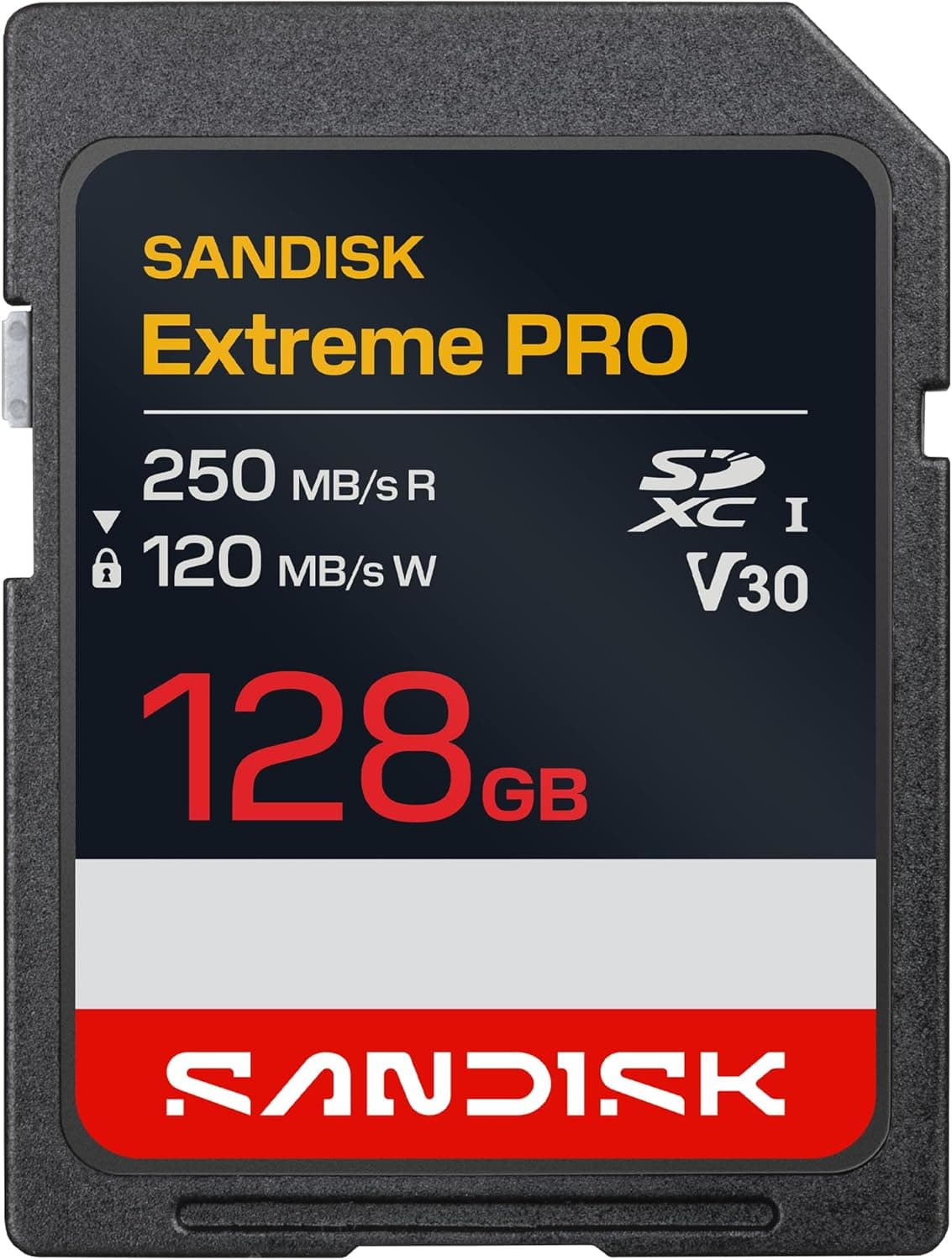SANDISK 128GB Extreme PRO SD UHS-I Card - Up to 250MB/s Read Speed and 120MB/s Write Speed, 4K UHD, Full HD, U3, and V30 - SDSDXXJ-128G-GSCIN | UHS-I U3 SDXC card with 250MB/s read speed and V30 video class for 4K video, photography and data storage