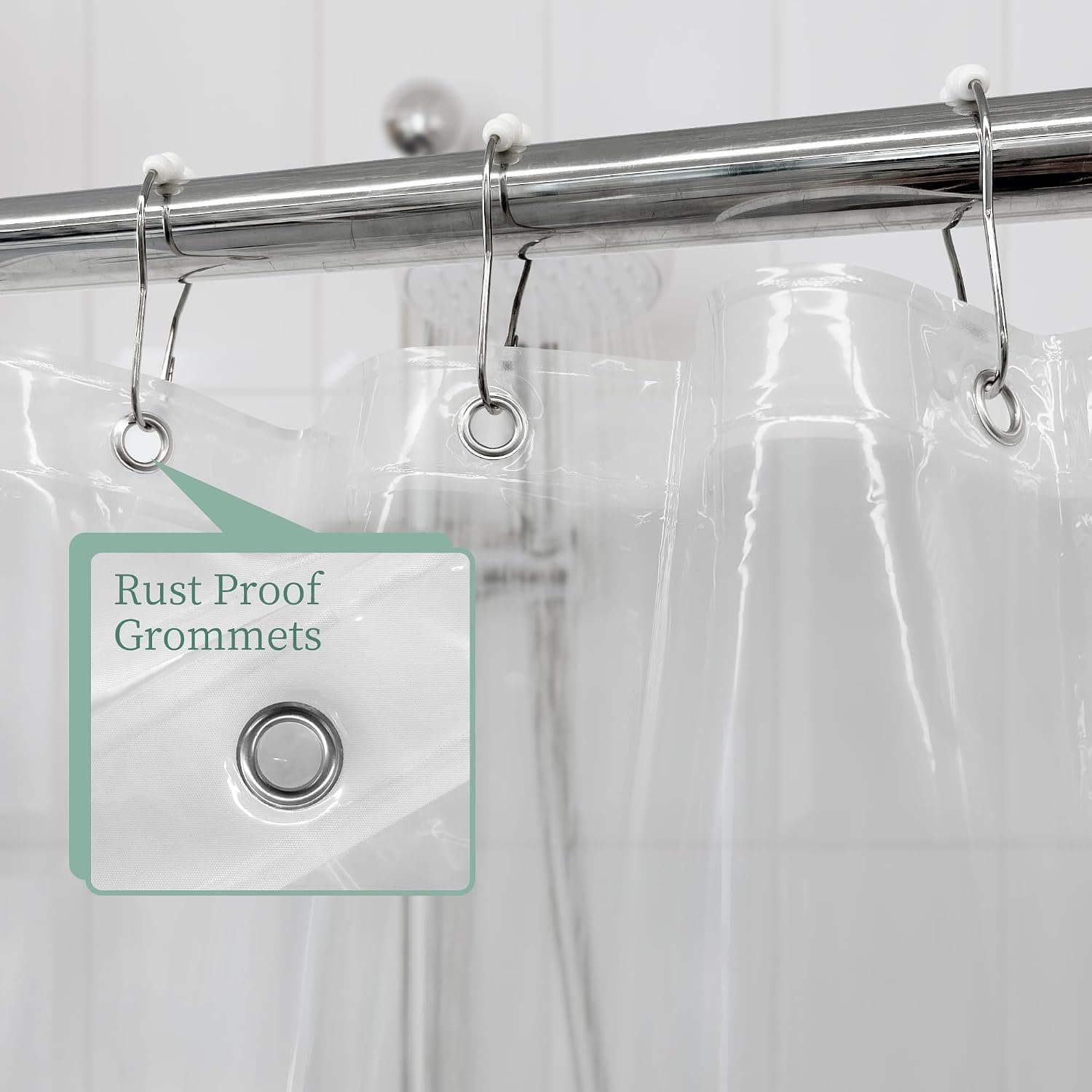 Clear Shower Curtain Liner with 3 Magnets, 72x72 | 12 Rustproof Grommets, Premium Flexible Sturdy Plastic Shower Curtain for Bathroom Lightweight, Waterproof,72W x 72H