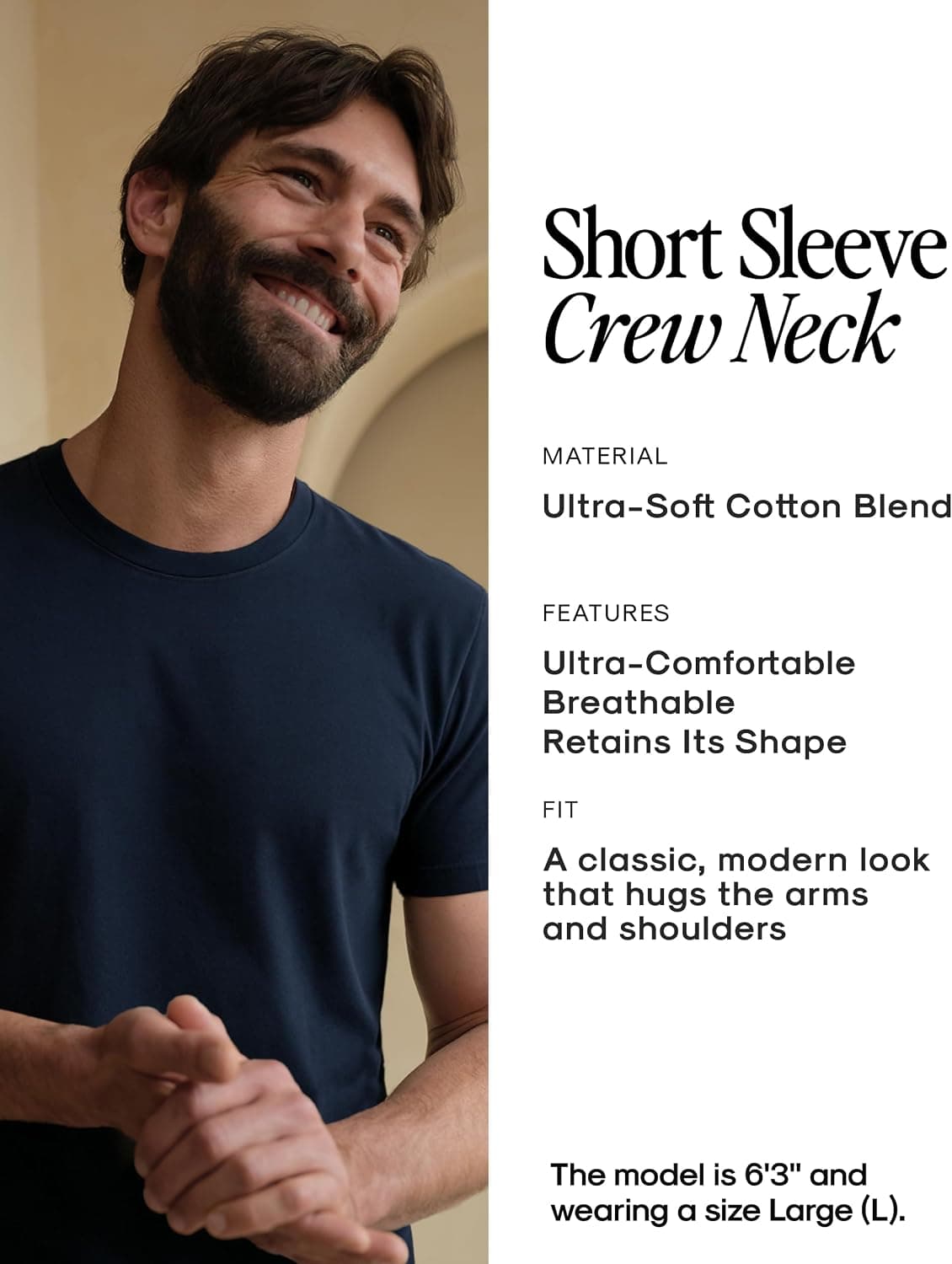 True Classic Mens T-Shirts – Short Sleeve Crew Neck T Shirts for Man, Cotton Blend Plain Novelty Men's T-Shirts