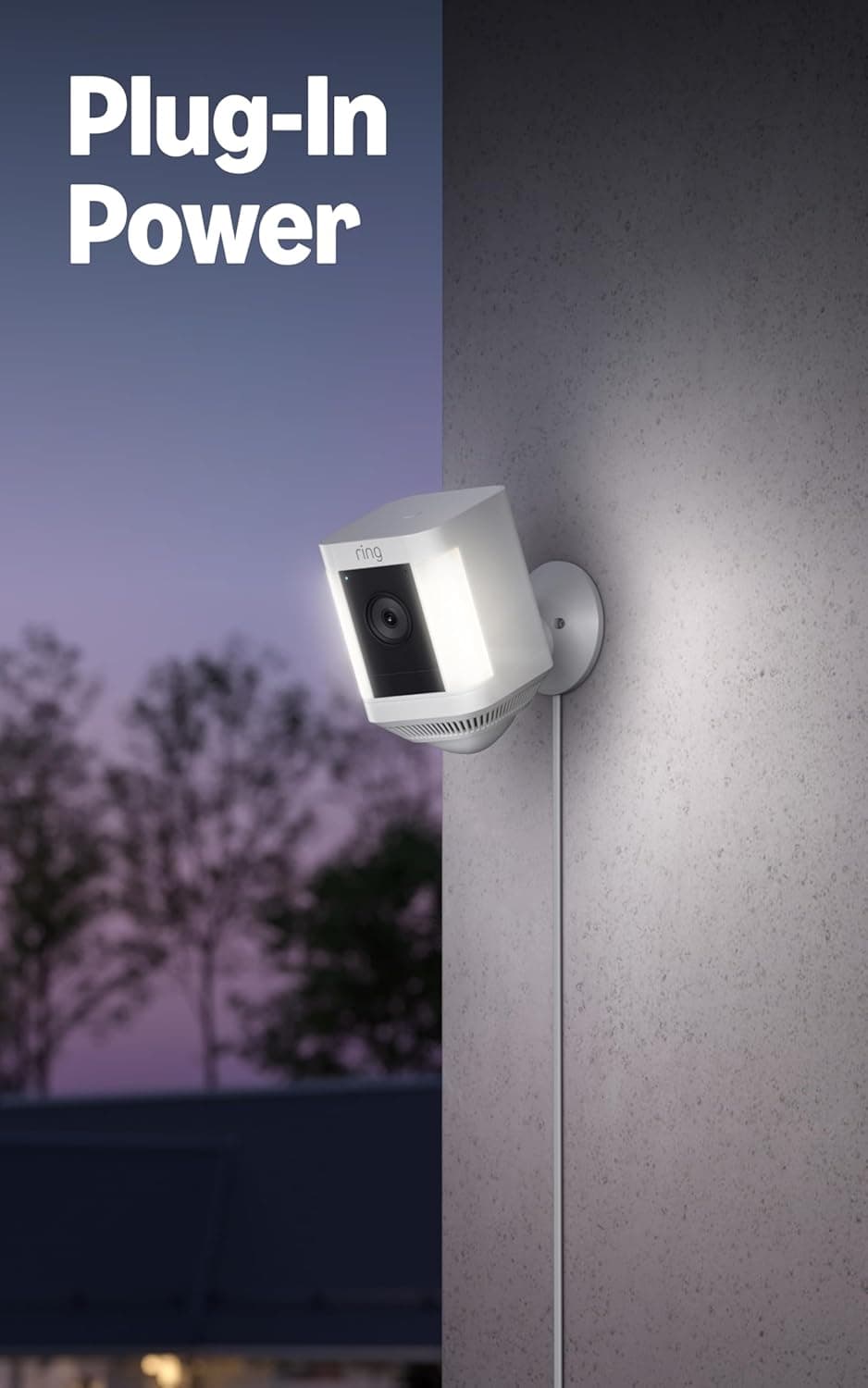 Ring Spotlight Cam Plus, Battery, Home or business security with HD video, Two-Way Talk, Color Night Vision, and Security Siren, White