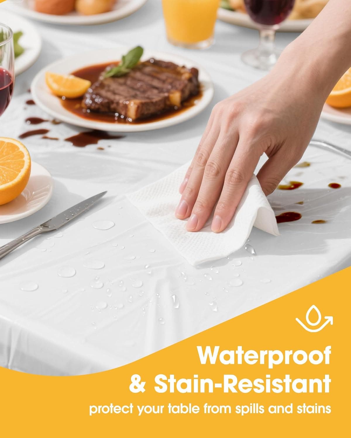 White Plastic Table Cloth - 4 Pack 54" × 108" Rectangle Disposable Tablecloths for 6FT Tables, Table Cover for Party, Holiday & Gathering Use | Rectangle, 6 ft Tables, Party Holiday Gathering