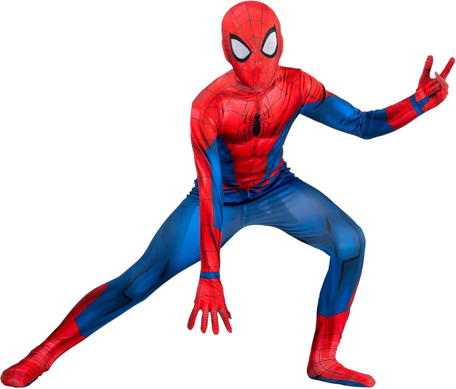 Marvel Spider-Man Official Youth Deluxe Zentai Costume - Deluxe Two-Way Stretch Spandex with Invisible Zippers and Wrist Openings for Added Convenience (S)