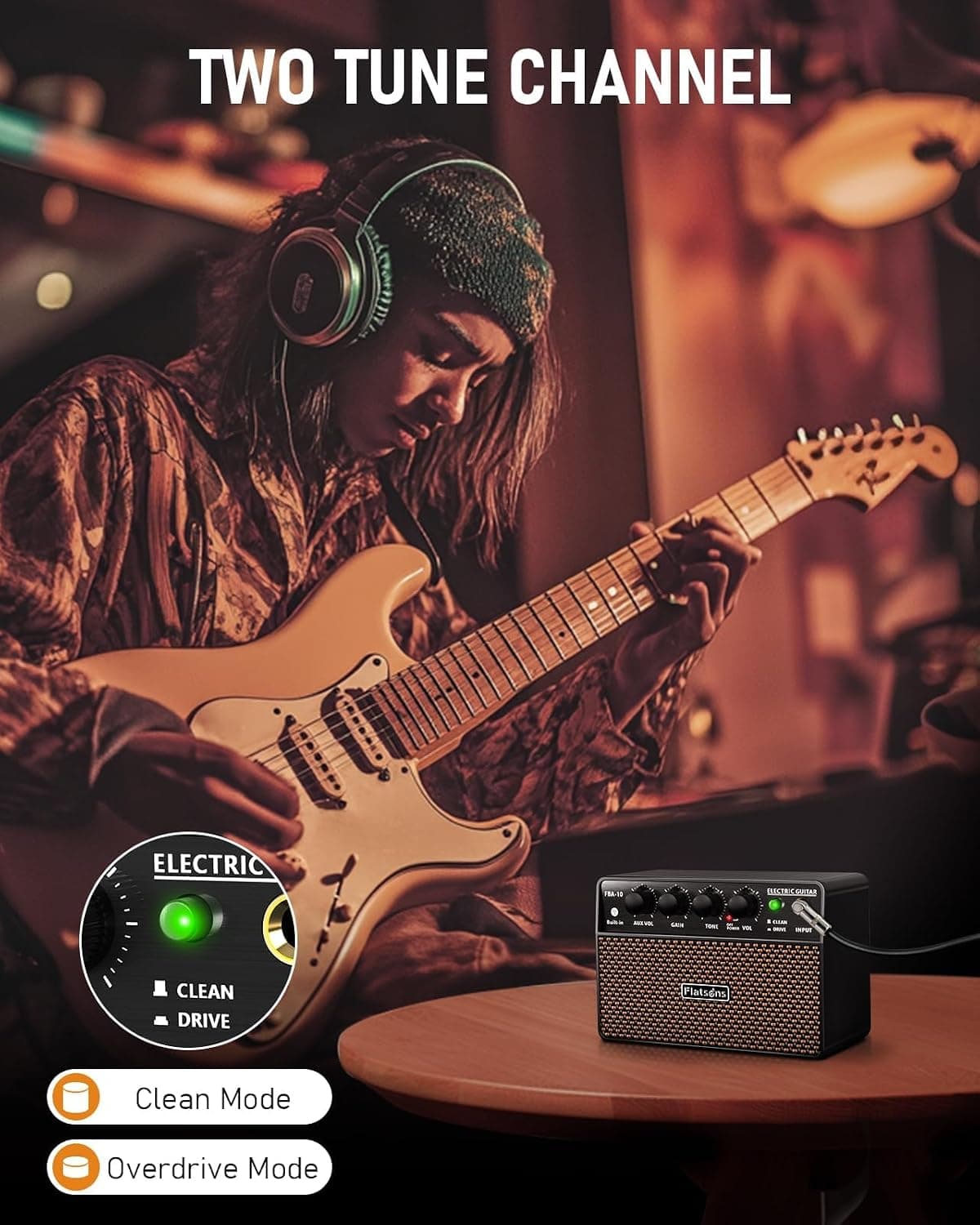 10W Mini Guitar Amp,Rechargeable Electric Guitar Amplifier | with Clean/Drive Channel,6H Working,3.5mm headphone jack for silent practice,Wireless Portable Amp for Practice & Traveling