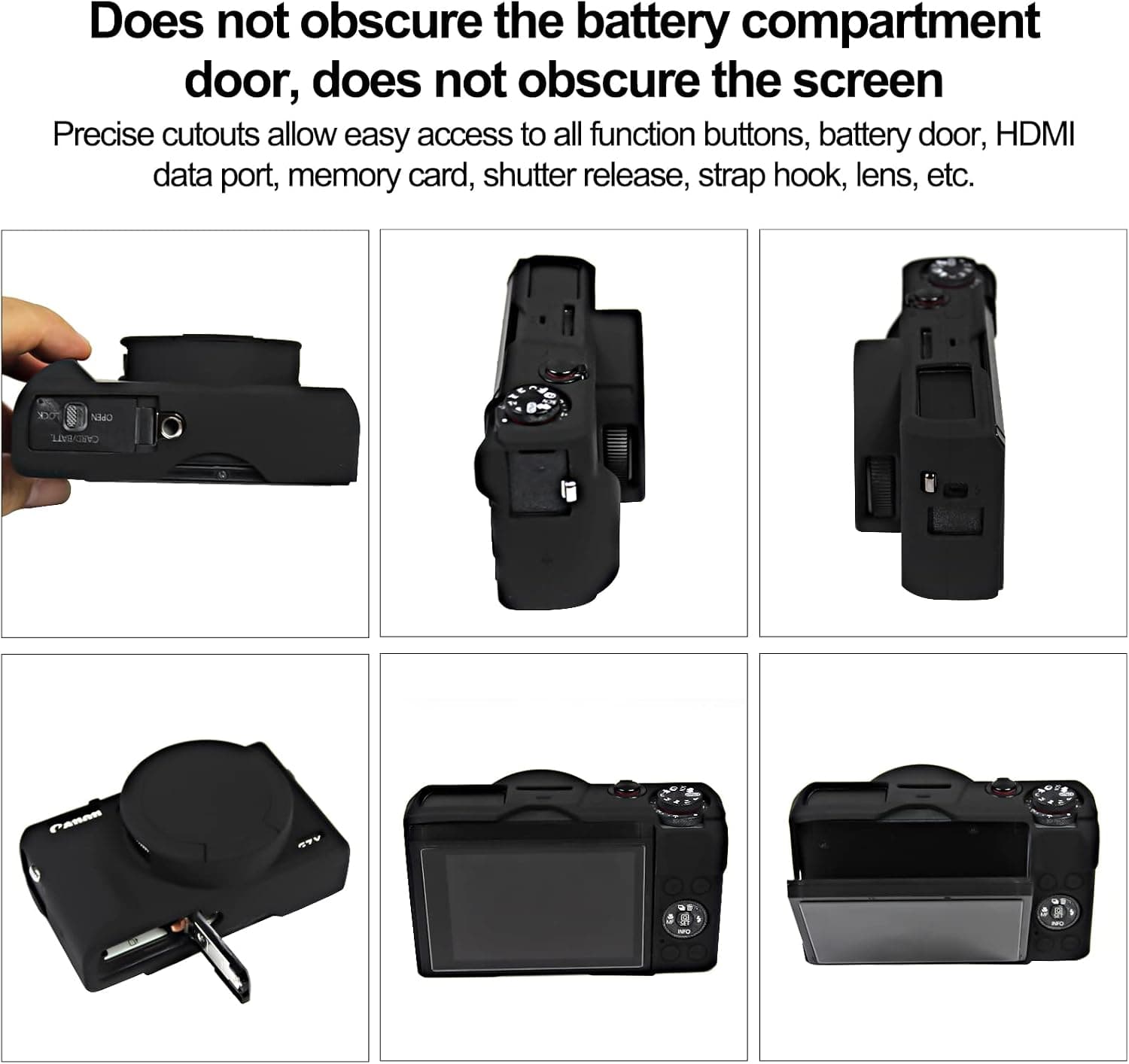 Easy Hood Camera Case Cover for Canon Powershot G7X Mark III Camera(Black) | With Removable Lens Cover,Soft Silicone Protective Case,Anti-Scratch,Slim Fit,Enhanced Grip,Lightweight Camera Accessories