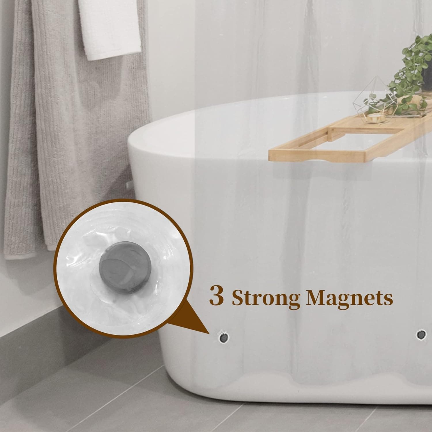 Barossa Design Premium Shower Curtain Liner Standard Size, Clear | Oeko-tex Certified, Rustproof Grommets, 3 Bottom Magnets, Waterproof PEVA, Cute Lightweight Bathroom Curtain