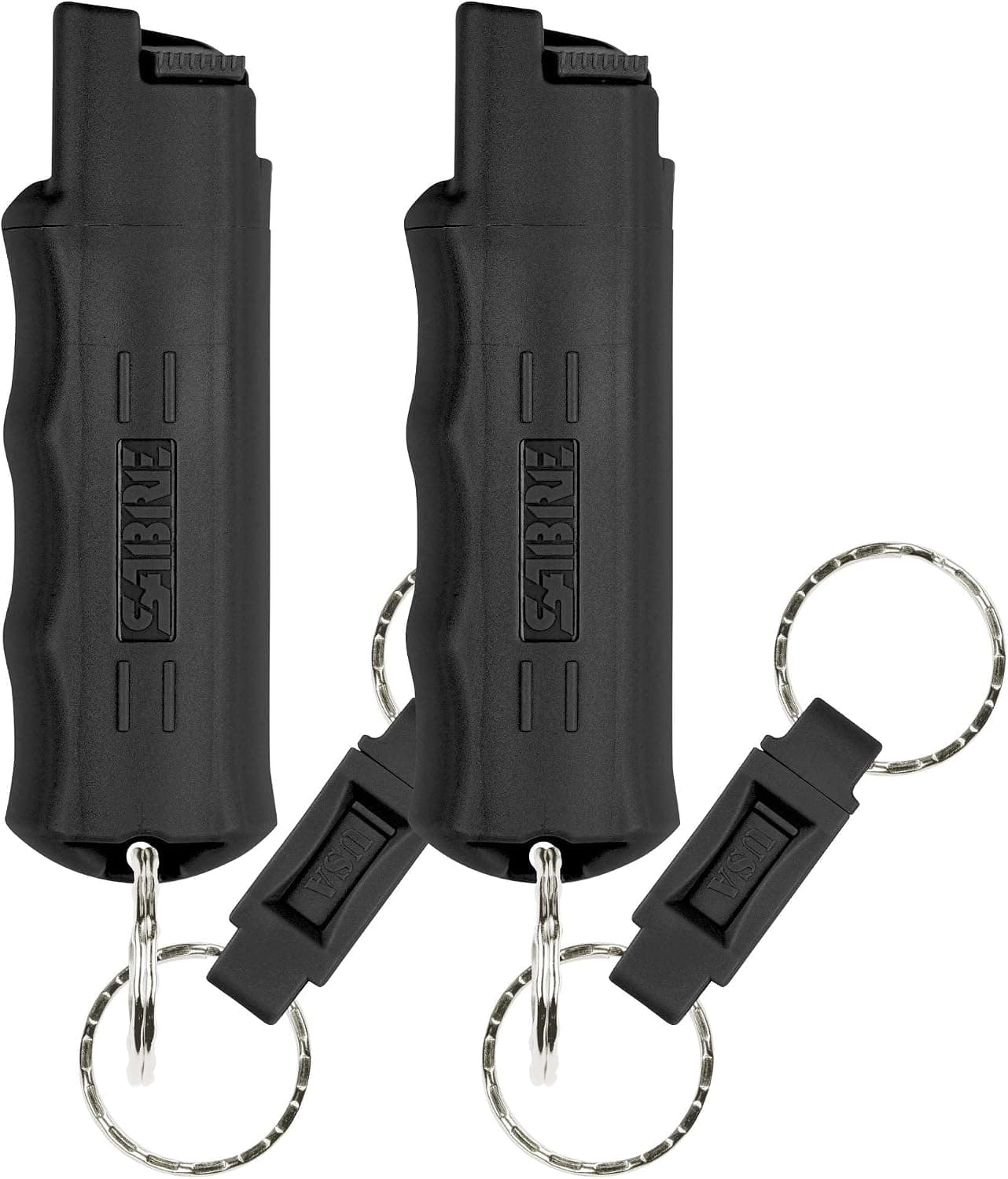 Sabre Pepper Spray with Quick Release Keychain for Self Defense – Maximum Police Strength OC Spray with UV Marking Dye, Twist Lock Safety, Finger Grip, 10‑Second Spray, 14‑ft Range, Made in USA