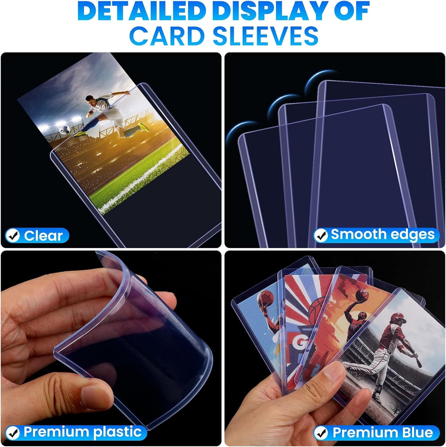 200 Card Sleeves Top Loaders for Cards, 3" x 4" Hard Plastic Toploaders | Baseball Card Protectors, Trading Card Holder for Football Sports Cards (100 Toploaders + 100 Penny Sleeves)