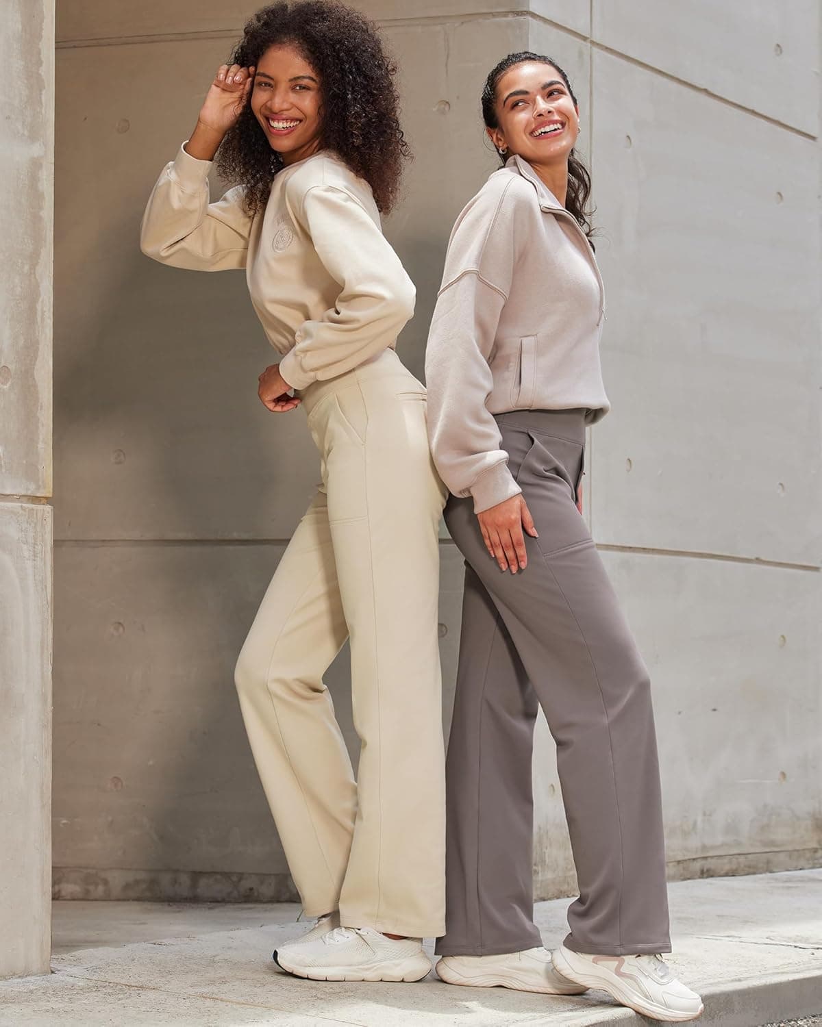 G4Free Yoga Pants for Women Wide Leg Pants with Pockets High Waisted | Moisture Wicking, Soft Comfortable Feel, 4-Way Stretch, Faux Fly, Faux Back Pockets, Yoga, Work & Casual Wear