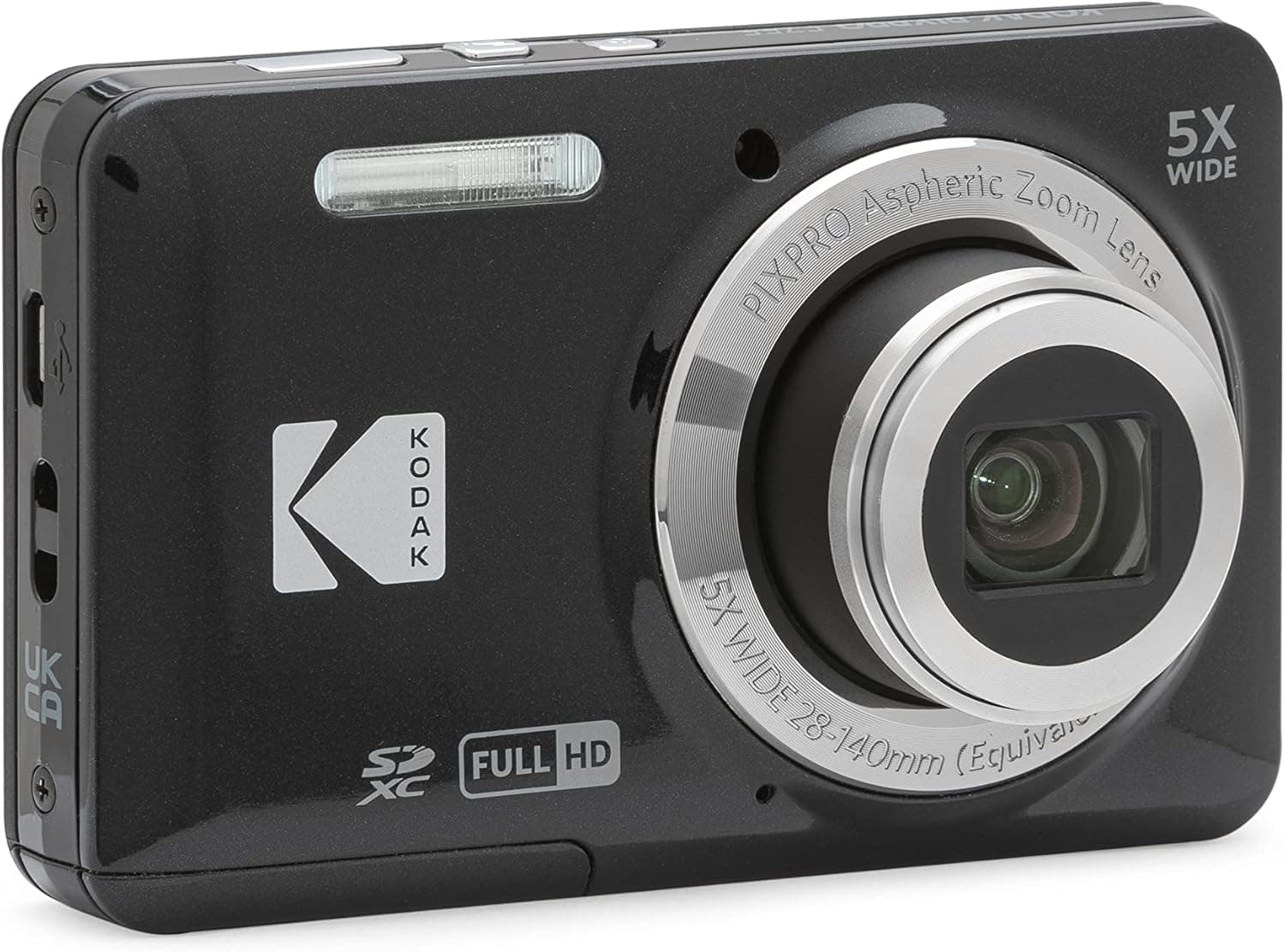 KODAK PIXPRO FZ55 16MP Compact Digital Camera, 5X Optical Zoom, Black | 1080p Full HD Video, 28mm Wide Angle Lens, 2.7 Inch LCD, Point and Shoot, Vlogging Camera, Li-Ion Battery