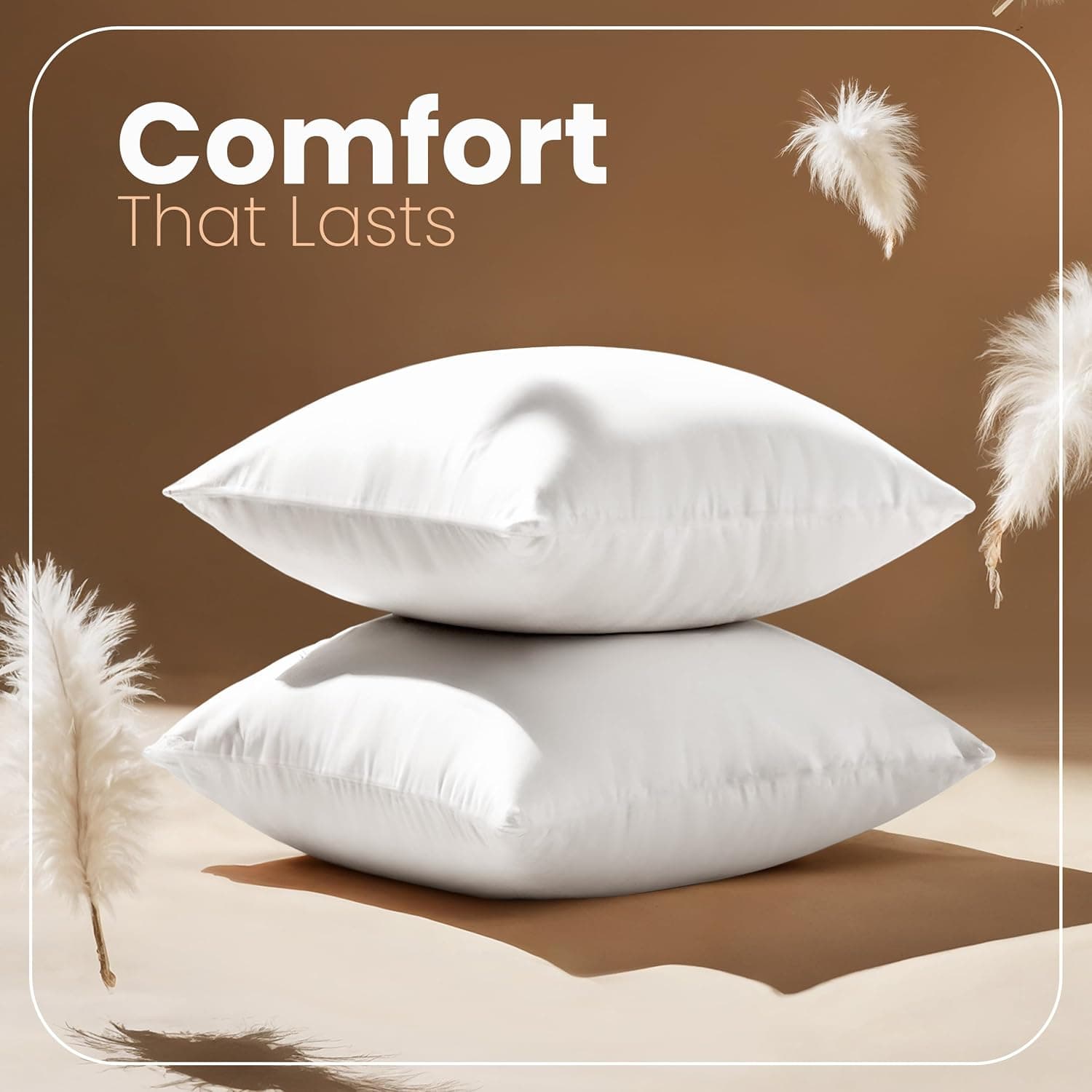 Utopia Bedding 18x18 Pillow Inserts, White Throw Pillows for Couch, 2 Pack | Indoor cushion inserts for bed, sofa & couch, Supportive & fluffy decorative pillows for everyday comfort, Set of 2, White