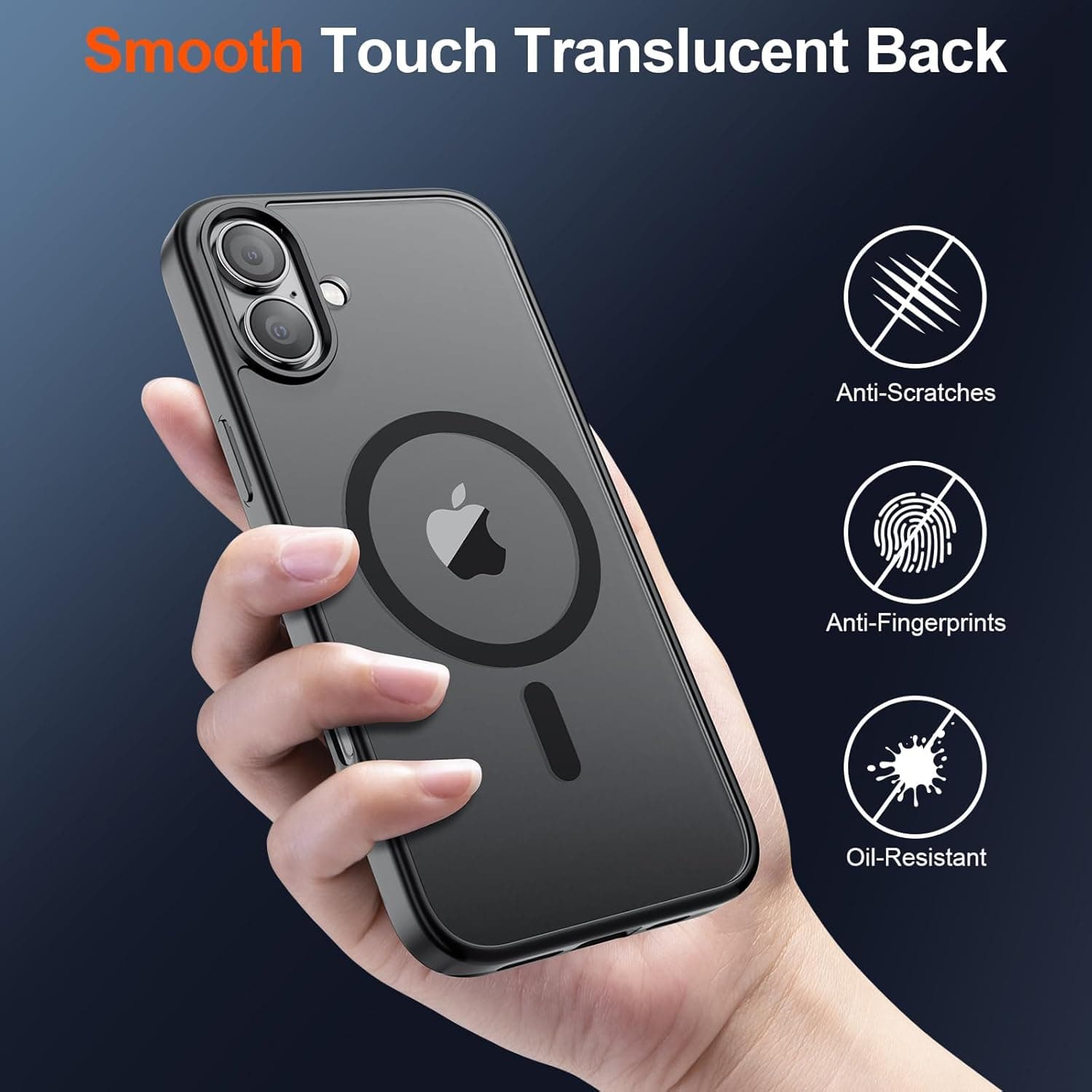 SUPFINE Magnetic for iPhone 17 Case Black with Screen Protector | Translucent Matte Phone Cover, Compatible with MagSafe, Military Grade Drop Proof, Rugged Shockproof Protective