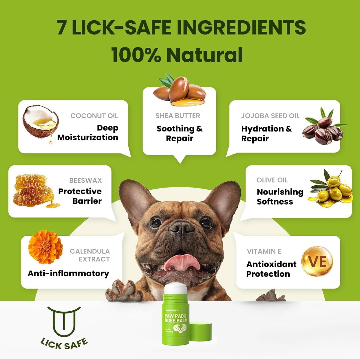 Lick-Safe Dog Paw & Nose Balm with Coconut Oil | All-Natural Moisturizer & Soother for Dry, Cracked Pads & Snout, Heat & Cold Pavement Protection, Horse Hoof Care