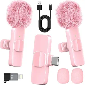 HONGJIEYUAN Pink Wireless Lavalier Microphone Review