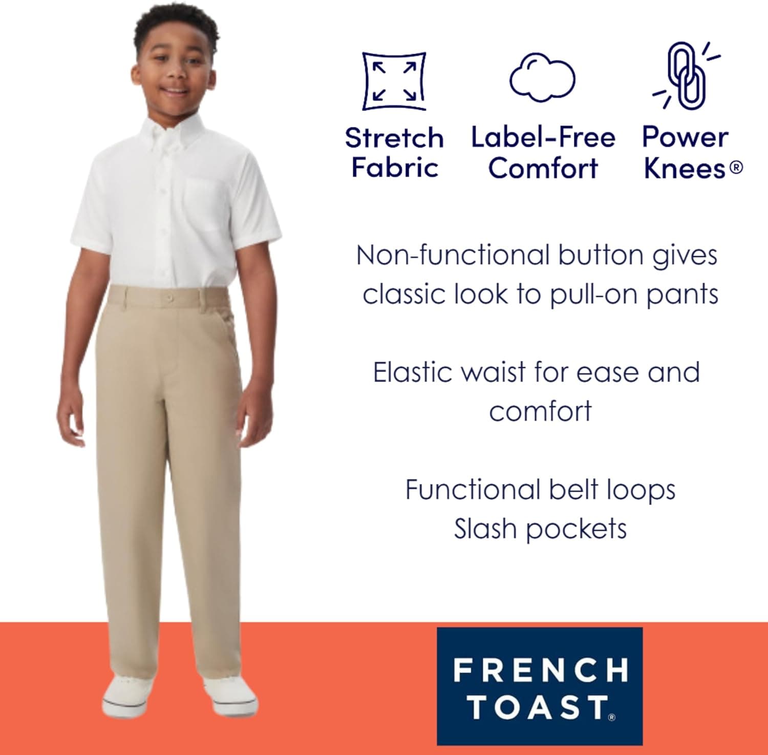 French Toast Boys Pull-On Relaxed Fit School Uniform Pant (Standard & Husky)