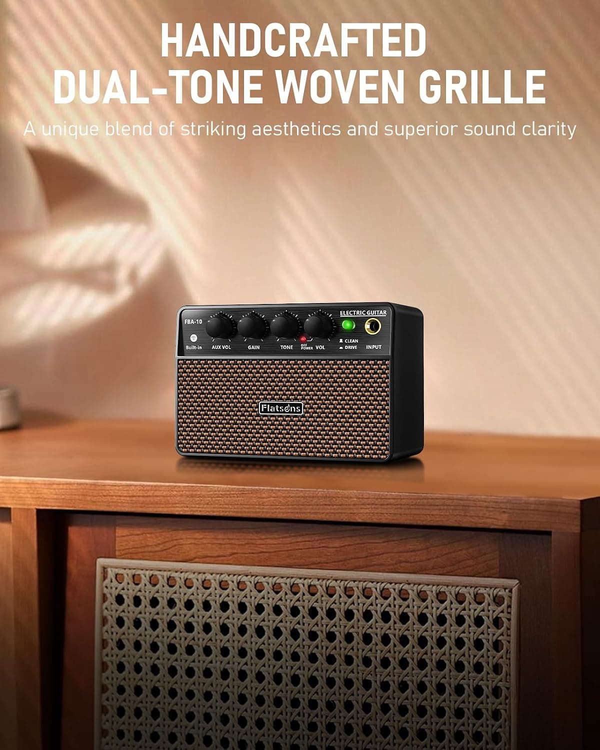 10W Mini Guitar Amp,Rechargeable Electric Guitar Amplifier | with Clean/Drive Channel,6H Working,3.5mm headphone jack for silent practice,Wireless Portable Amp for Practice & Traveling