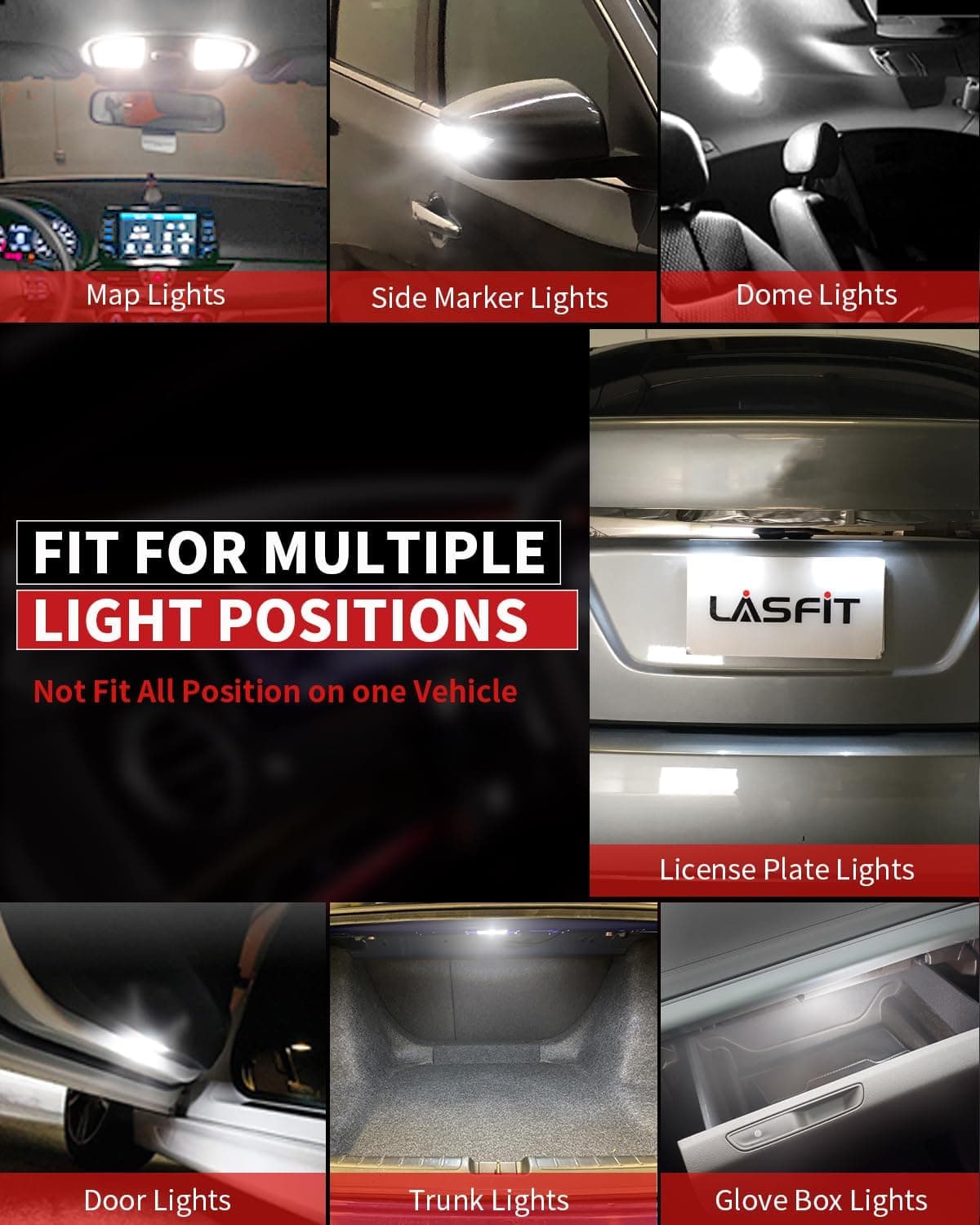 LASFIT 194 LED Bulb for License Plate Bulb White Bright,T10 168 LED Bulbs Canbus Error Free, 400LM 6000K 192 2825 W5W for Dome Map Trunk Cargo Lights (2-Pack)